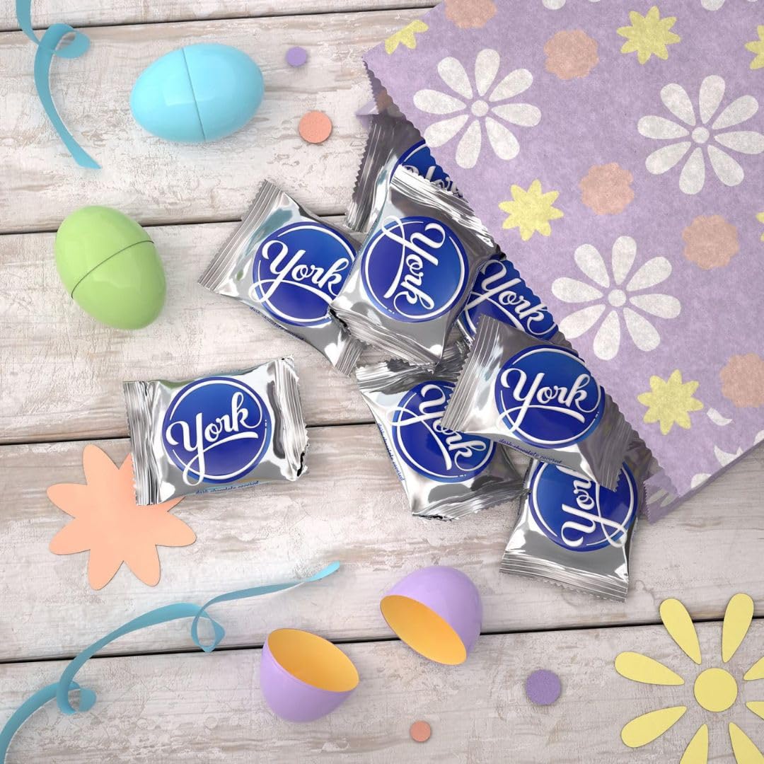 York Peppermint Patties - Dark Chocolate Mint Candy Eggs - Individually Wrapped Bulk Pack (1 Pound) - Perfect for Holiday Gifts, Party Favors & Office Treats