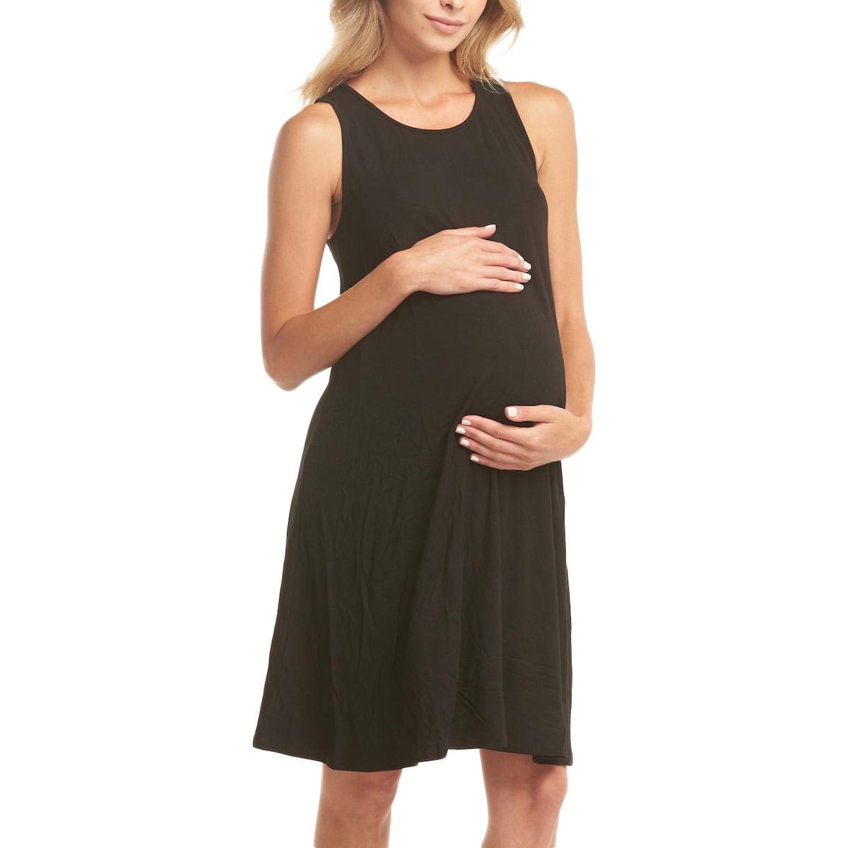 Tart Maternity Lindsay Sleeveless Mini Dress for Women - Black | Flattering Maternity Dress for Baby Showers, Date Nights & Summer Outfits