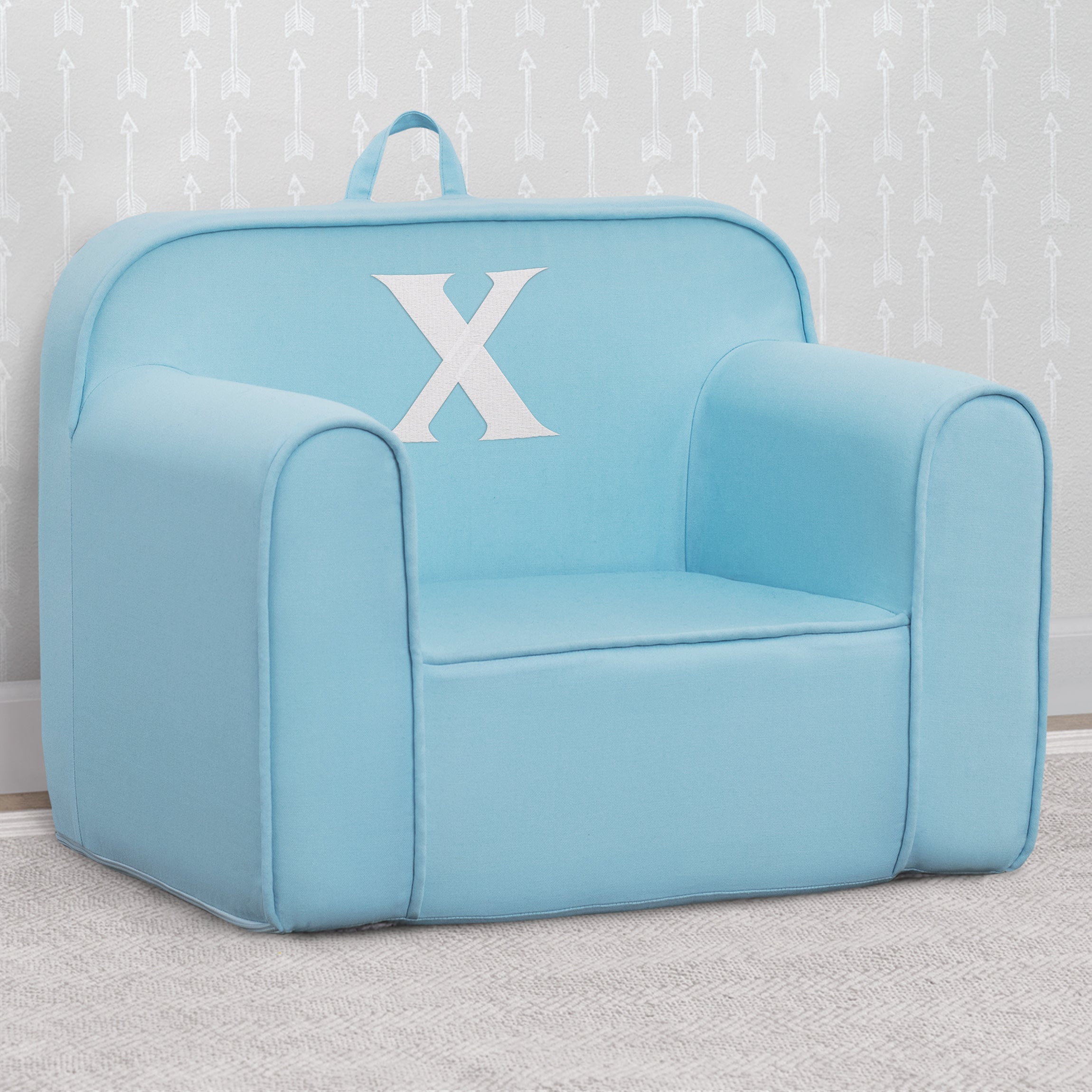 Personalized Monogram Light Blue Cozee Chair - Custom Plush Recliner for Living Room, Nursery & Office - Cozy Reading & Relaxation Seat