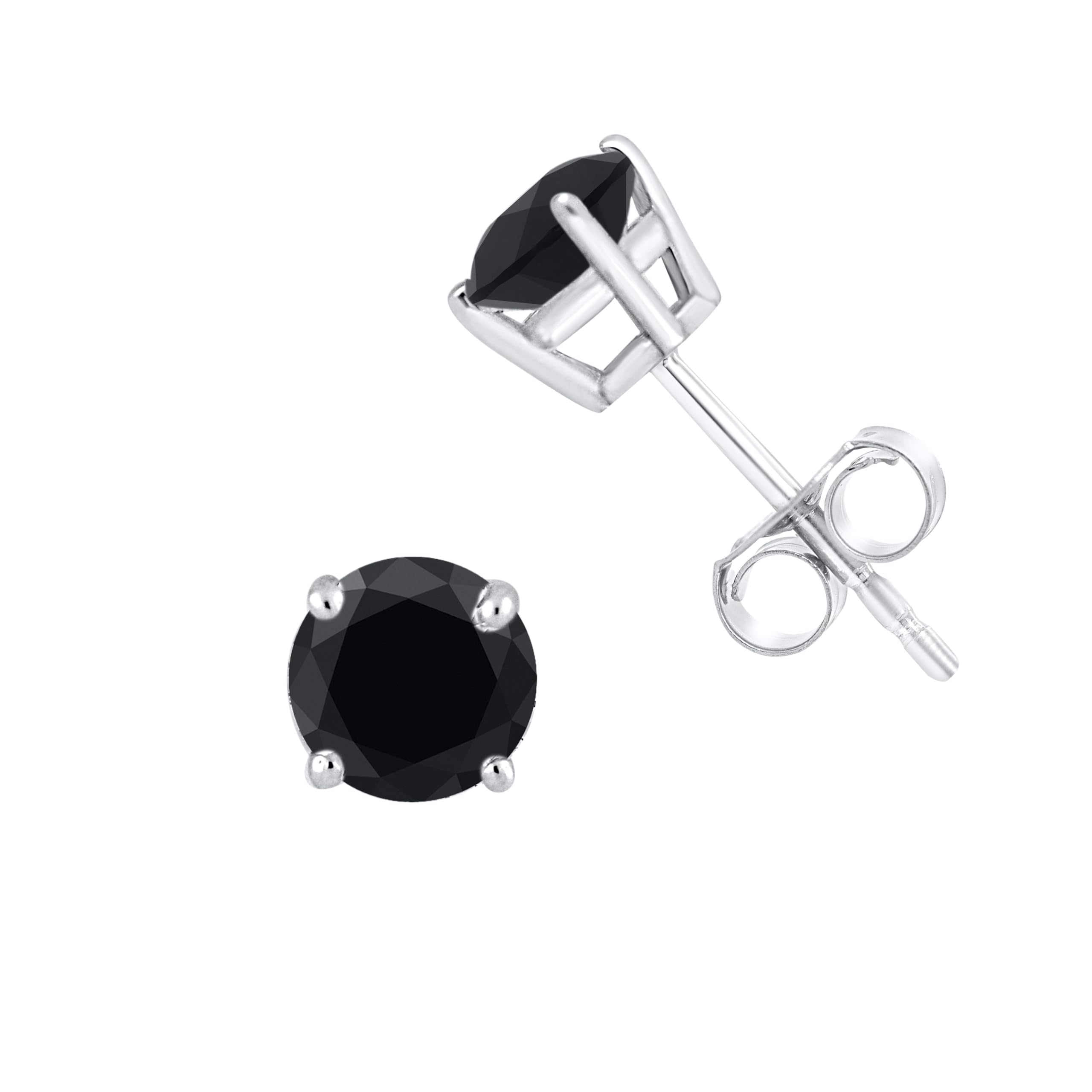 Black Diamond Stud Earrings for Women - 14K White Gold Diamond Earrings | Elegant Everyday Jewelry & Special Occasion Gift