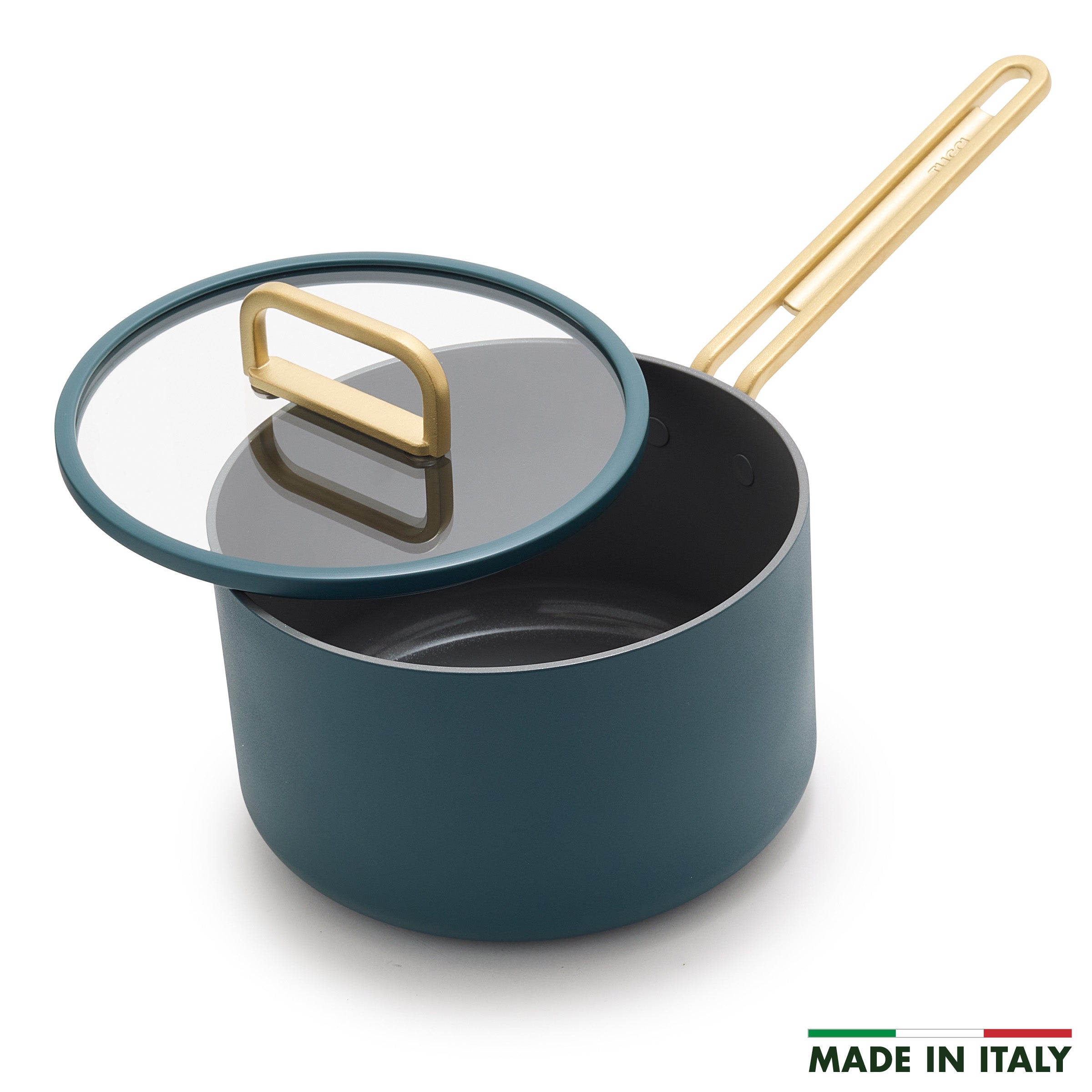 Stanley Tucci™ Ceramic Nonstick 4 Quart Saucepan with Lid - Venetian Teal | Premium Cookware for Pasta, Soups & Sauces | Dishwasher & Oven Safe Up to 450°F