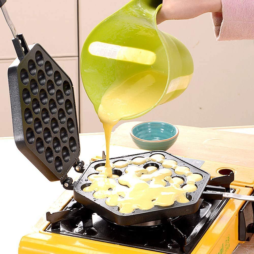 Qiuqiu Aluminum Non-Stick Egg Waffle Pan - Double Sided Bubble Waffle Maker for Hong Kong Style Egg Puffs, Pancakes & Cakes - Perfect for Home Kitchen, Breakfast, Brunch & Dessert Making