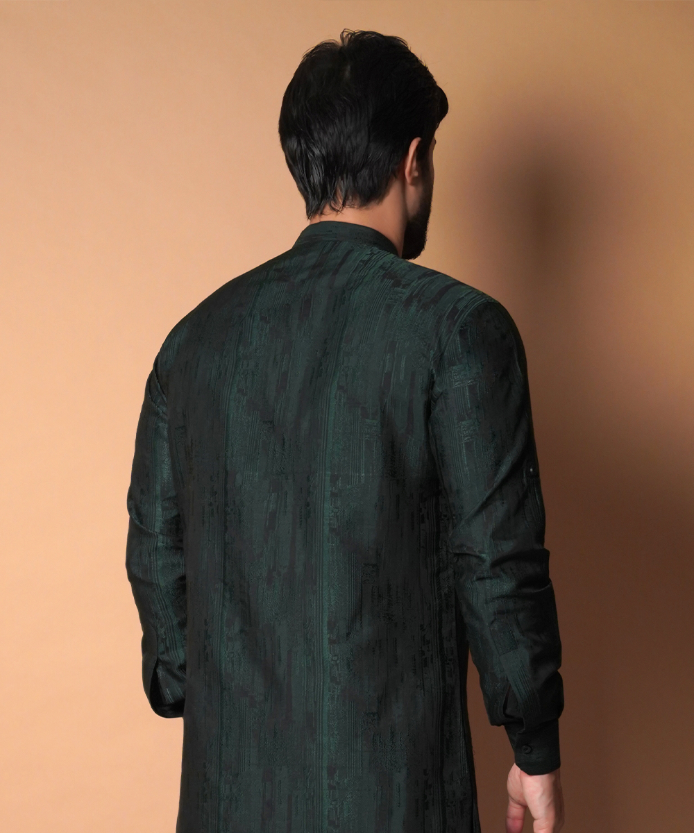 Premium Dark Green & Black Cotton Jacquard Fabric - Soft, Durable & Stylish for Upholstery, Curtains & Home Decor