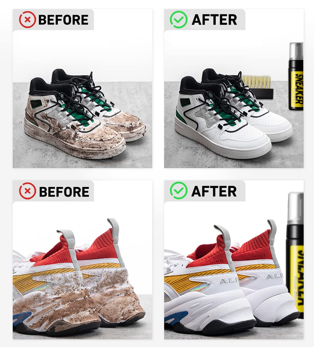 COZGO Shoe Cleaner Kit for Sneakers - Water-Free Foam Sneaker Cleaner (5.3Oz) with Shoe Brush & Microfiber Cloth - Works on Most Shoes - Perfect for Sneakerheads, Athletes & Daily Shoe Care