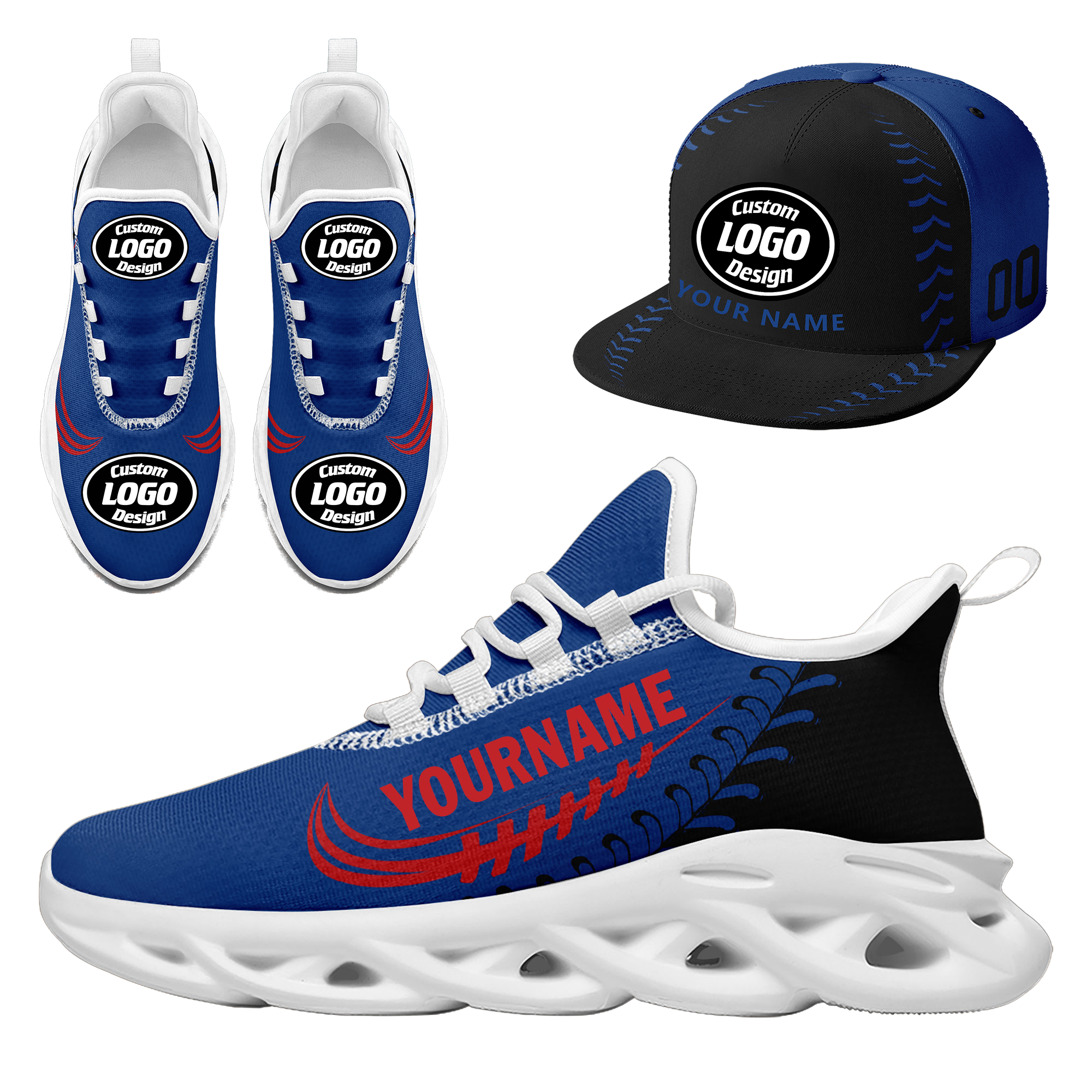 Custom MaxSoul Shoes and Hat Combo - Personalized Sneakers & Cap Set for Men Women - Perfect Gift for Birthday, Anniversary & Sports Enthusiasts - Gym, Running, Casual Wear