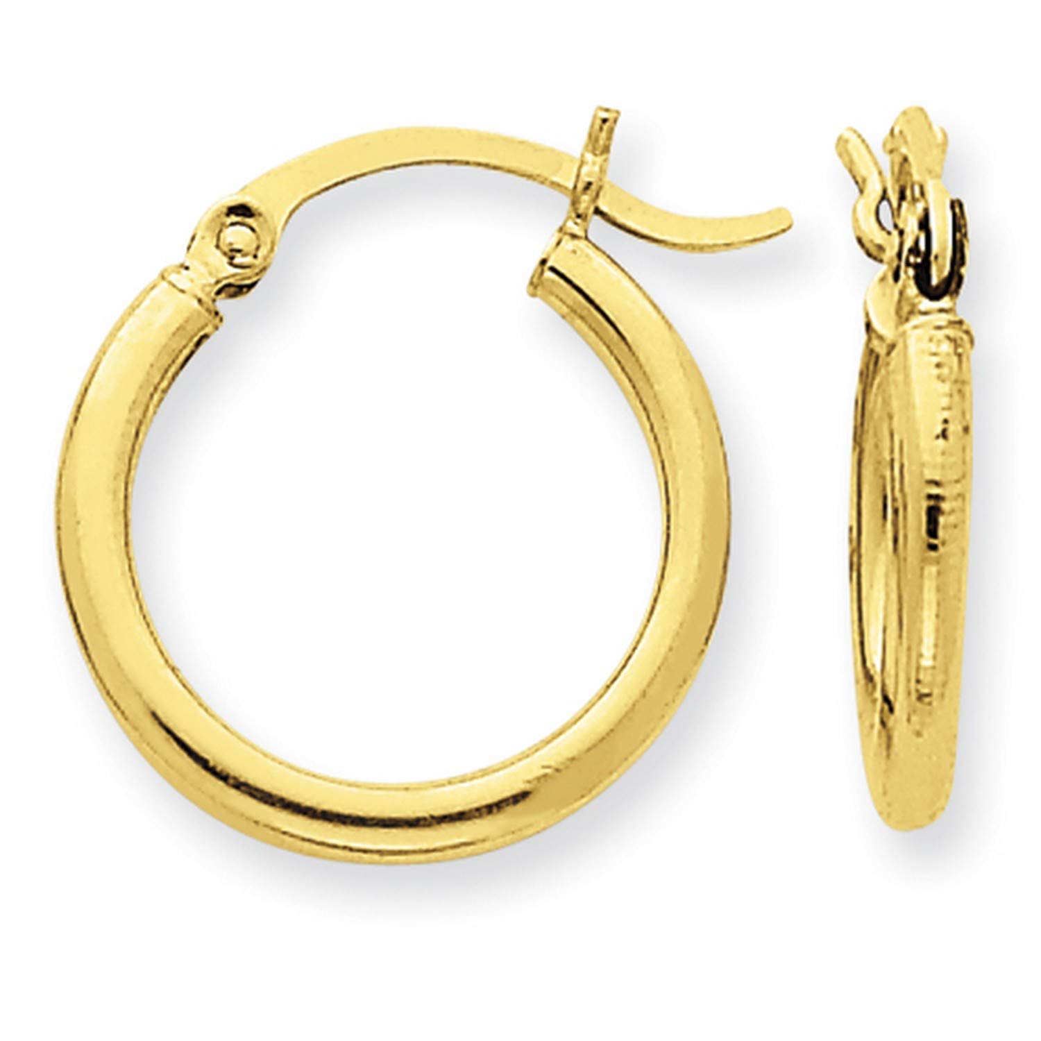 10K Yellow Gold 2mm Classic Round Hoop Earrings 13x2mm - Elegant Everyday Jewelry for Women, Perfect for Work, Date Night & Special Occasions