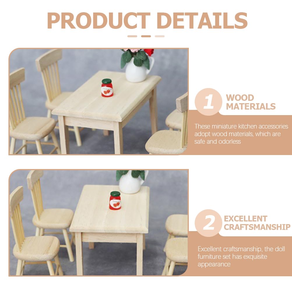 1/12 Scale Miniature Dollhouse Furniture Set - Mini Table & Chairs for Kitchen Decor, Doll Accessories | Perfect for DIY Dollhouse, Model Displays & Collectible Miniatures