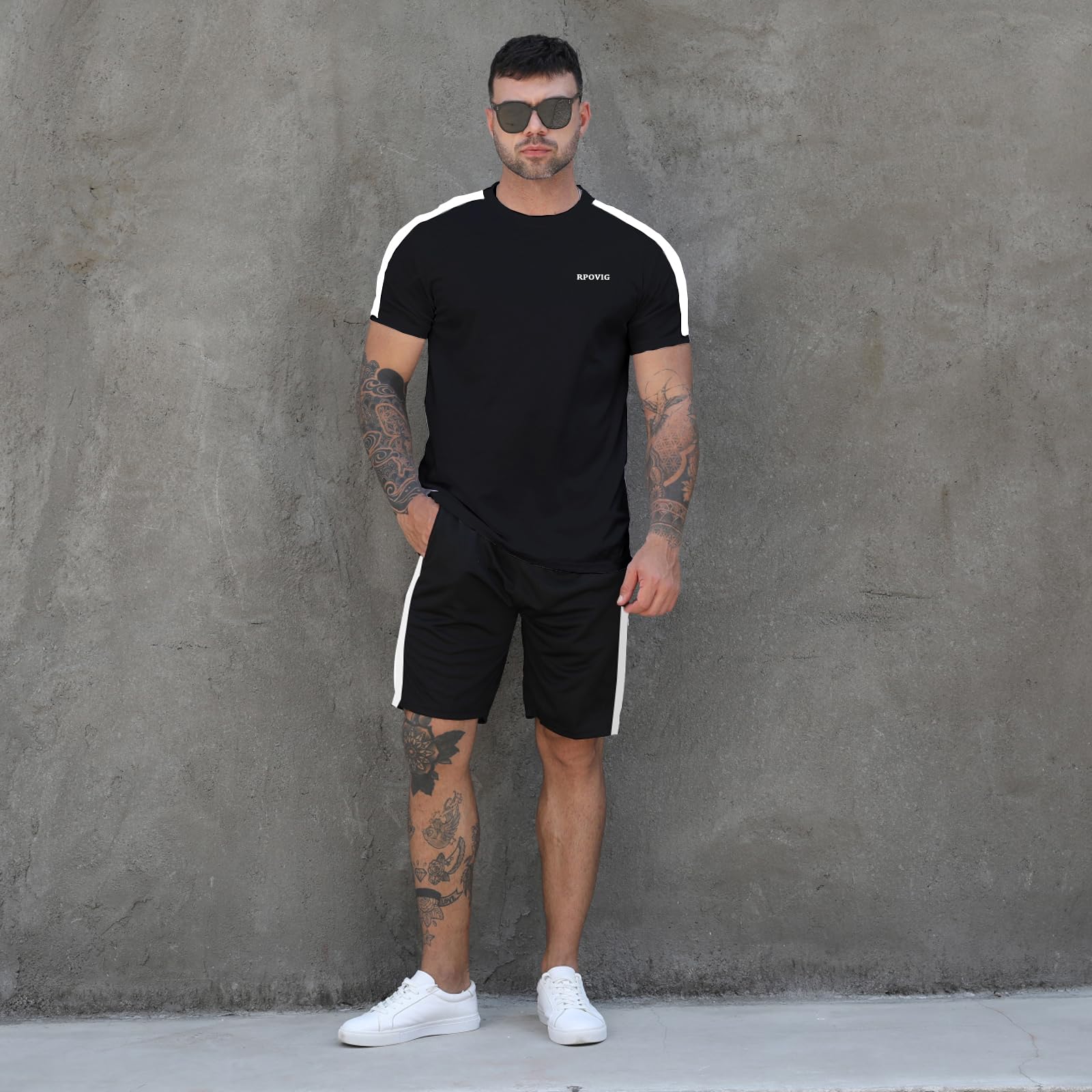 RPOVIG Men's 3-Pack Workout Shorts & Shirts Set - Gym Activewear, Athletic Basketball Clothes for Training & Sports Performance | Perfect for Gym Sessions, Basketball Games & Casual Workouts