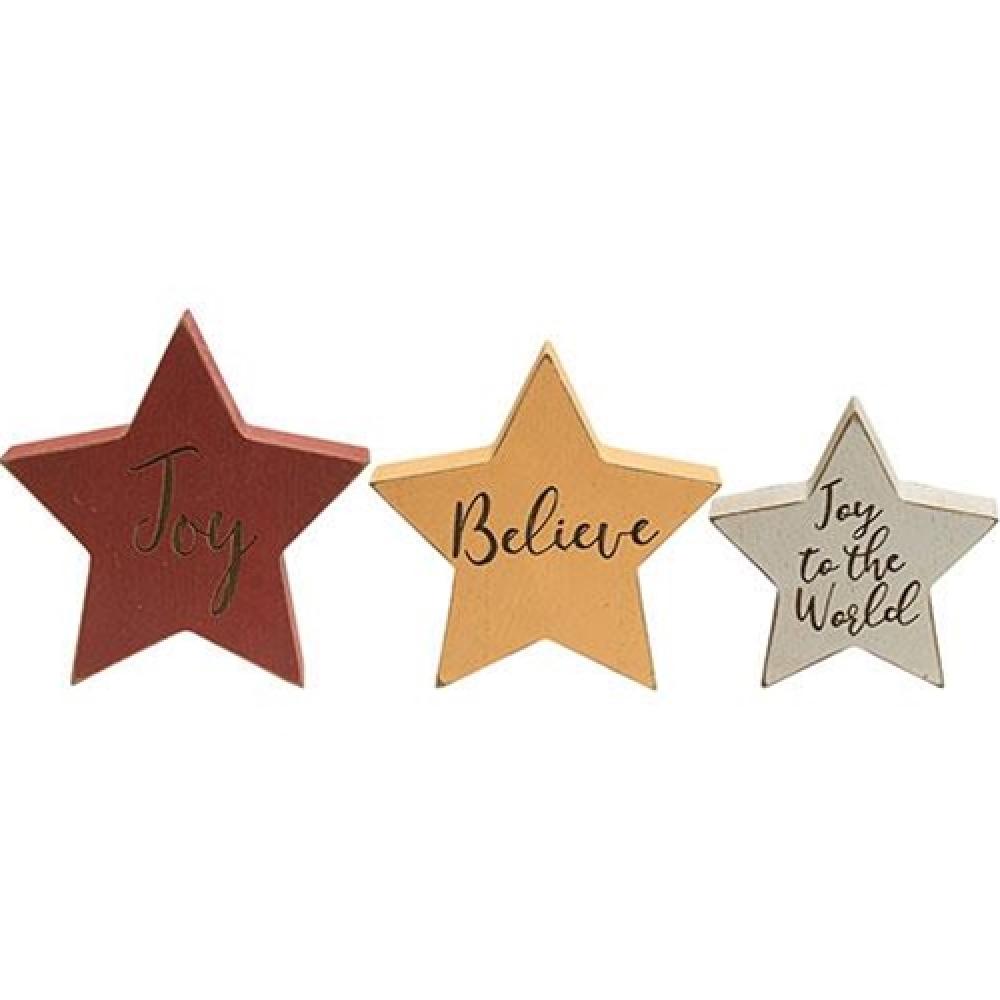 3-Piece Reversible Christmas Star Sitters Set - Chunky Holiday Decor for Tabletop, Mantel & Tree - Festive Home Decor for Xmas Season