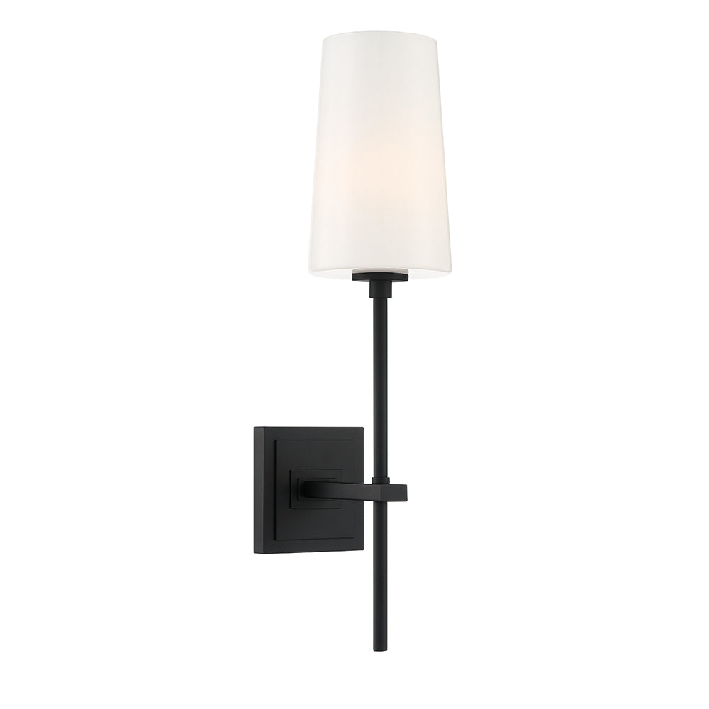Elegant II 1 Light Wall Sconce in Black - Modern Wall Lighting Fixture for Bedroom, Living Room & Hallway Decor