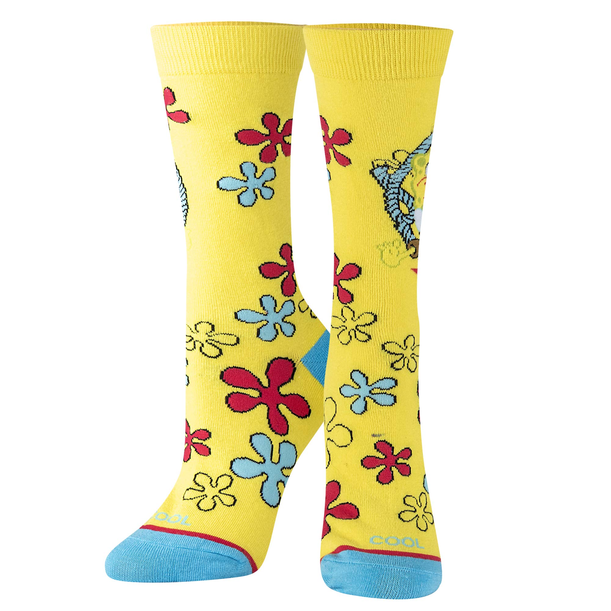 SpongeBob Novelty Crew Socks for Women - Fun Cartoon Graphic Print Comfortable Cotton Socks (Large) - Perfect for Cosplay, Gifts, and Everyday Wear