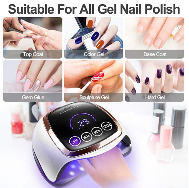 Insta Speed Salon Kit - UV Gel Nail Dryer with 5 Gel Polish Bottles & LED Nail Clipper | Professional Manicure & Pedicure Set for Home & Salon Use
