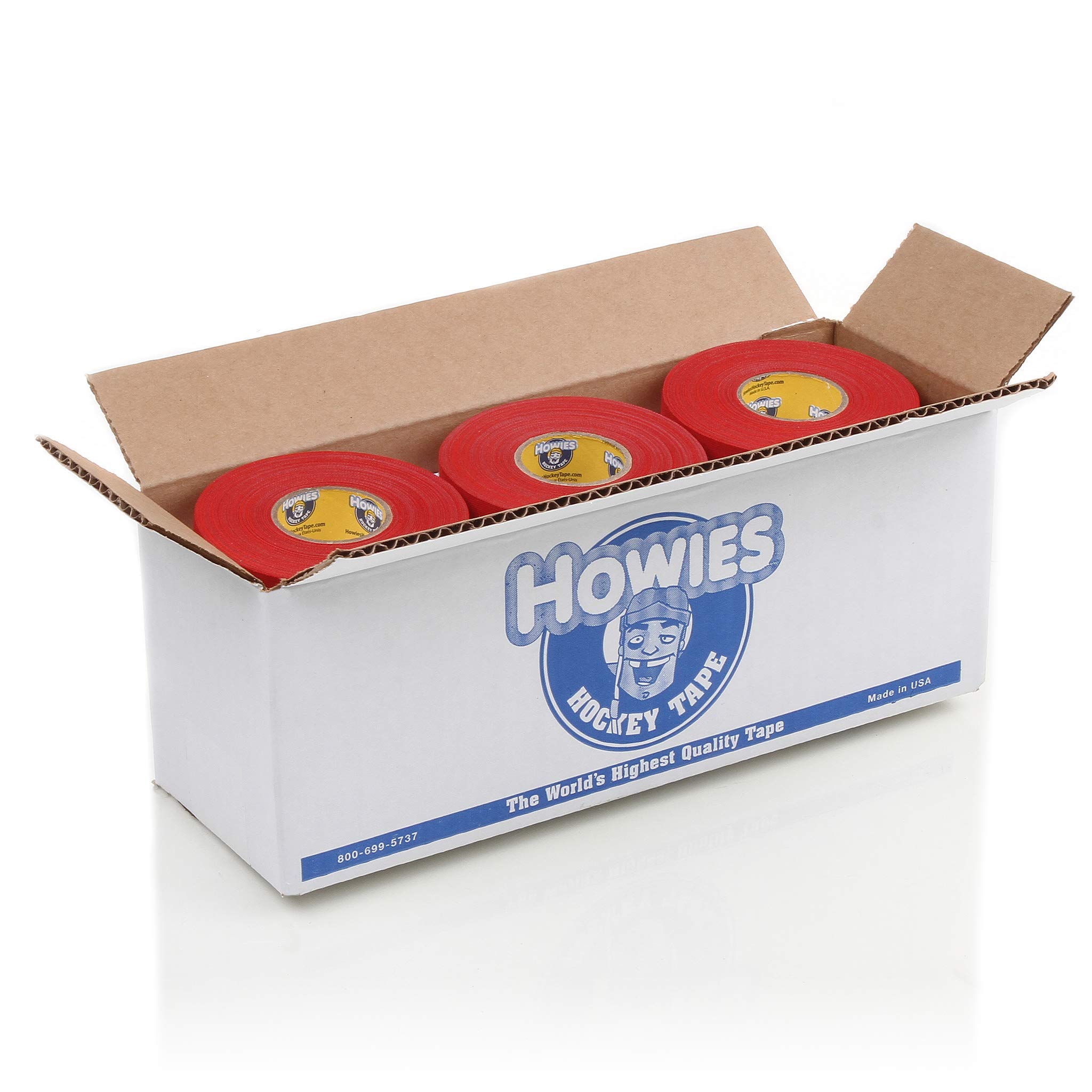 Howies Hockey Tape - 12 Pack Red Cloth Hockey Stick Tape for Ice & Roller Hockey - Grip & Protection for Sticks, Blades & Shafts - Perfect for Players & Coaches