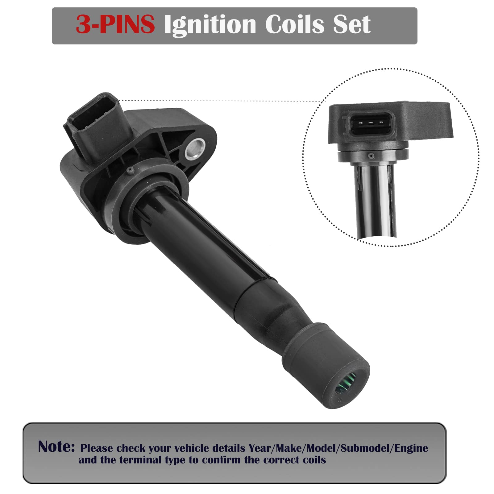 6 Pack Ignition Coil Set Compatible with Honda Odyssey Accord EX LX & Acura TL RL CL 3.0L 3.2L 3.5L V6 2000-2008 - Replaces UF242 90919-02247 - Perfect for Engine Performance & Smooth Driving