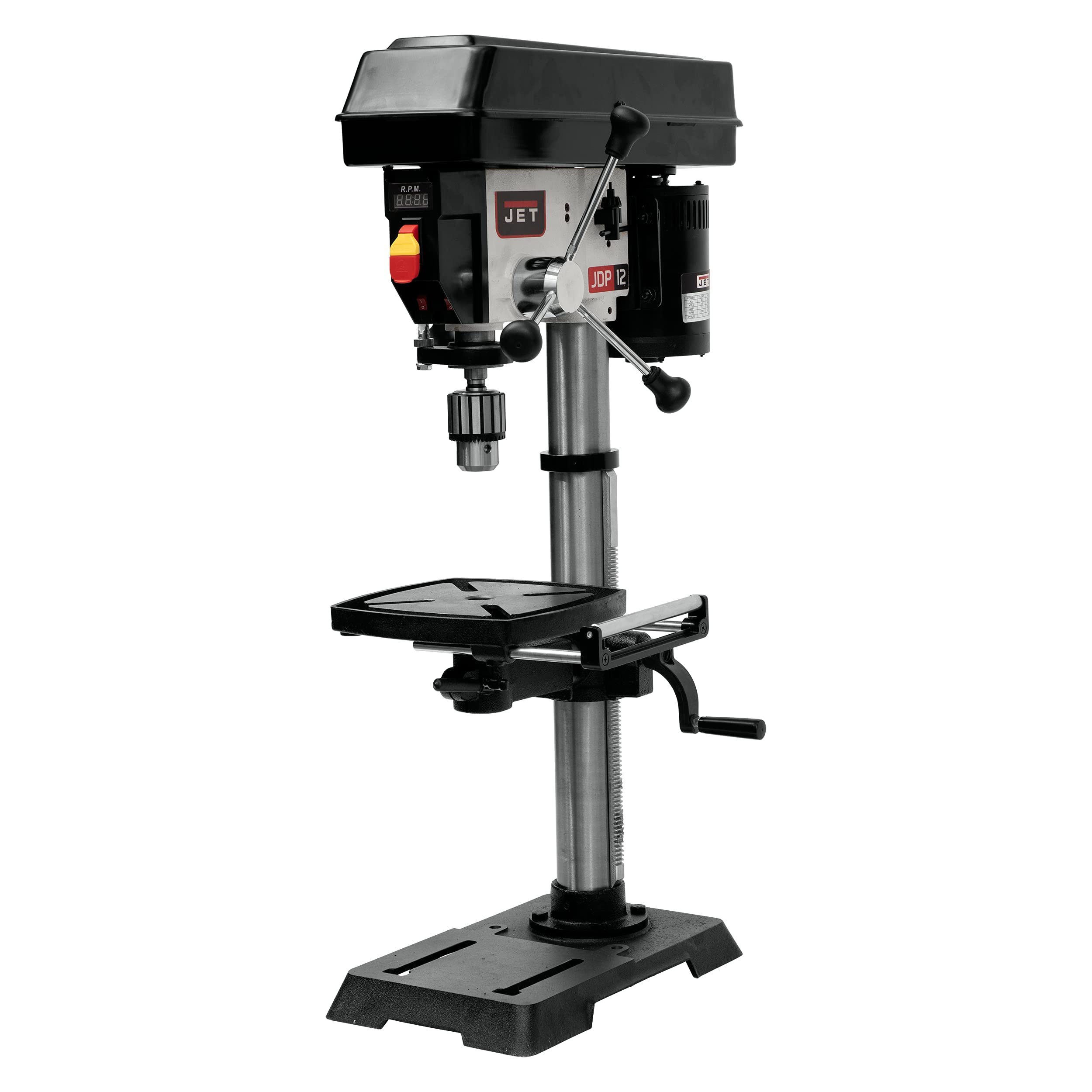 JET 12-Inch Variable-Speed Benchtop Drill Press with WEN 24x12 Drill Press Table & Fence - Perfect for Woodworking, Metal Drilling & DIY Projects