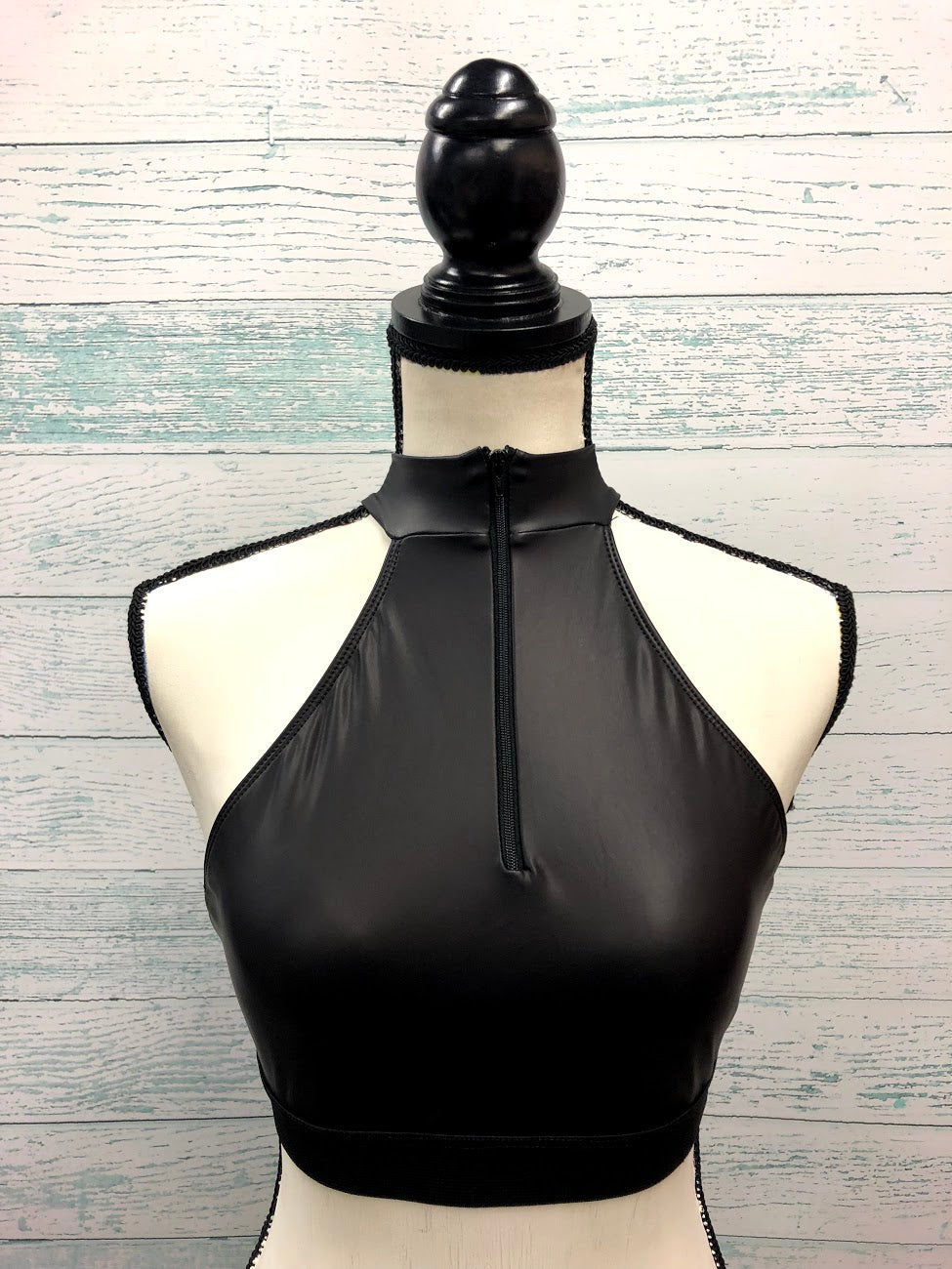 3194L Zip Front Open Back Crop Top - Stylish Women's Fashion Top for Casual Wear, Street Style & Night Out