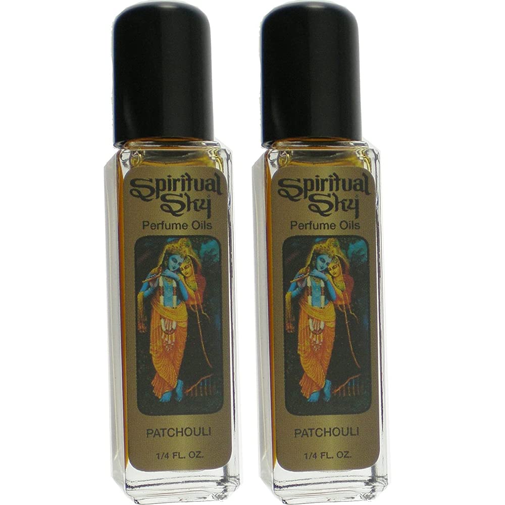 Spiritual Sky Patchouli Scented Perfume Oil - 2 Pack (1/4 oz Each) - Natural Aromatherapy Essential Oil for Meditation, Yoga & Relaxation - Earthy Brown Fragrance for Home & Personal Use