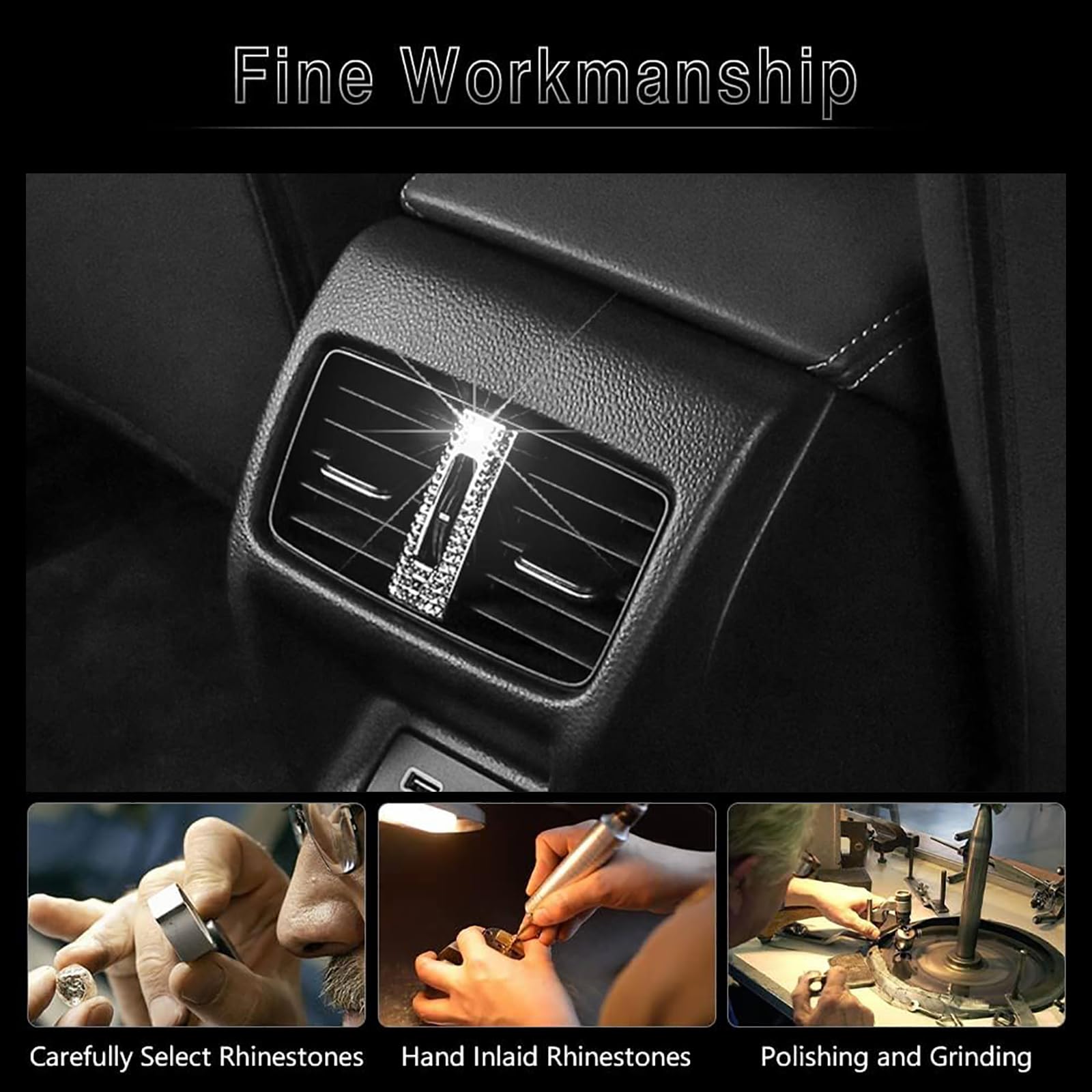 Shiny Crystal Rear Air Conditioner Vent Button Cover - Compatible with Honda Civic 2022 (Rear Vent) - Luxury Car Interior Accessory for Enhanced Style & Comfort