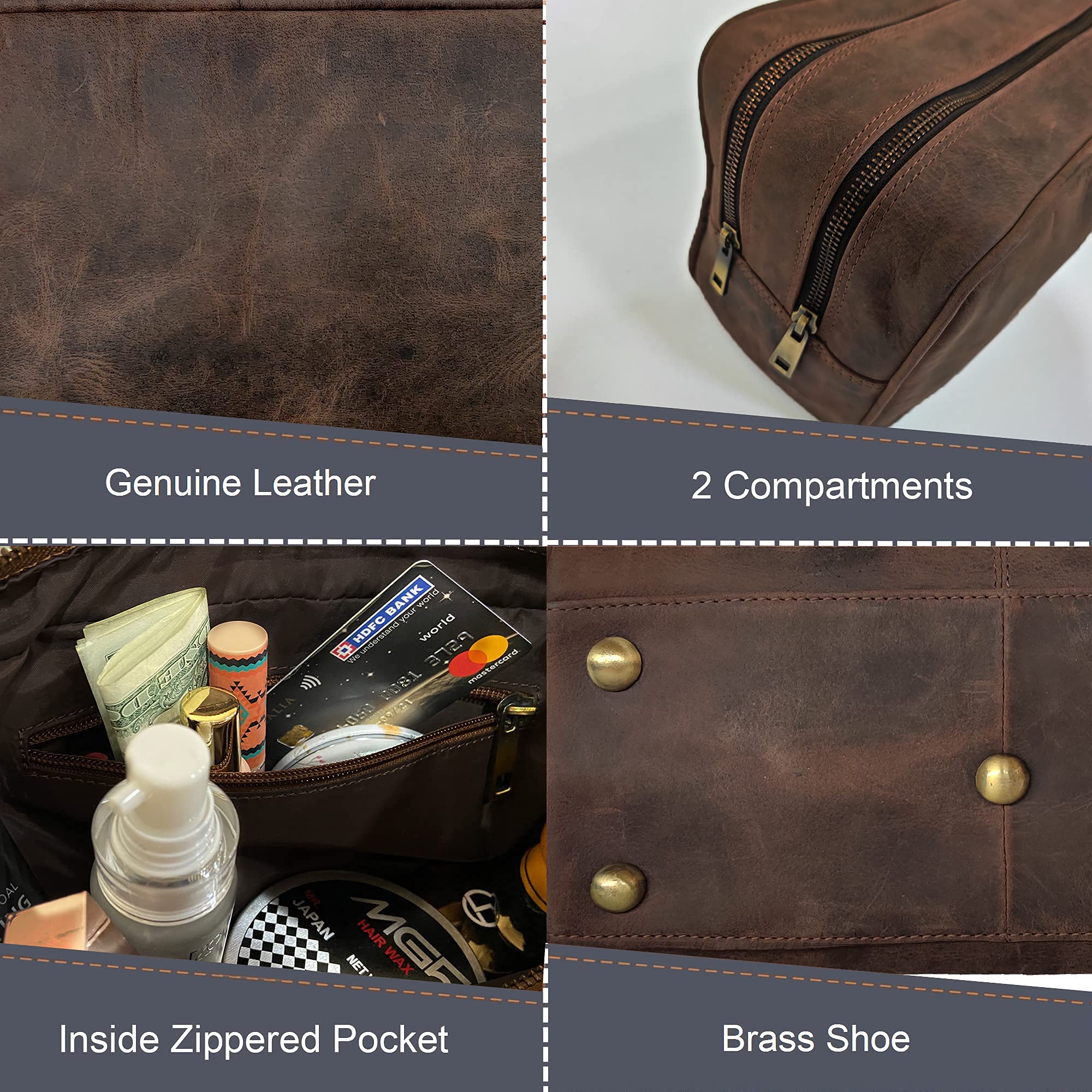 Premium Leather Duffel Bag & Toiletry Bag Set - Durable Travel Luggage Combo for Men & Women | Perfect Business Trip, Gym & Weekend Getaway Accessories