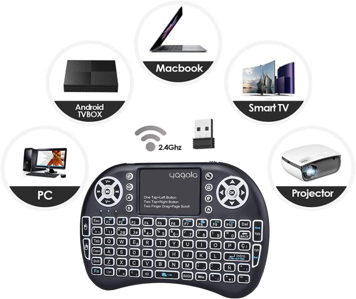 Backlit Mini Wireless Keyboard with Touchpad - 2.4Ghz Portable Keyboard for iPad, PC, Android TV Box, Smart TV, Tablet & Windows OS | Perfect for Home Entertainment, Office Work & Gaming