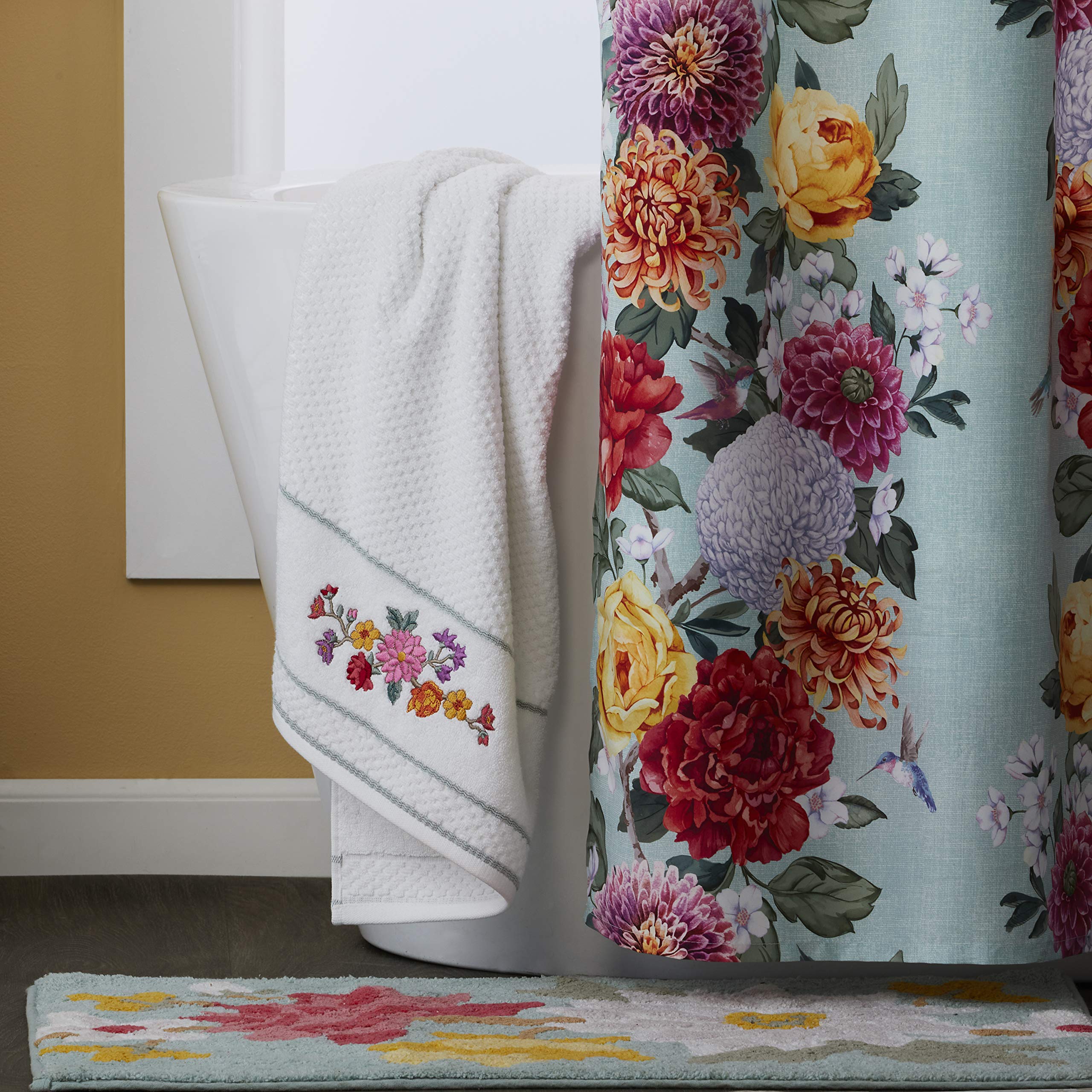 SKL Home Floral Totem Bath Towel Set - Soft Absorbent Cotton Towels for Bathroom, Spa & Pool - Boho Chic Decor for Modern Homes