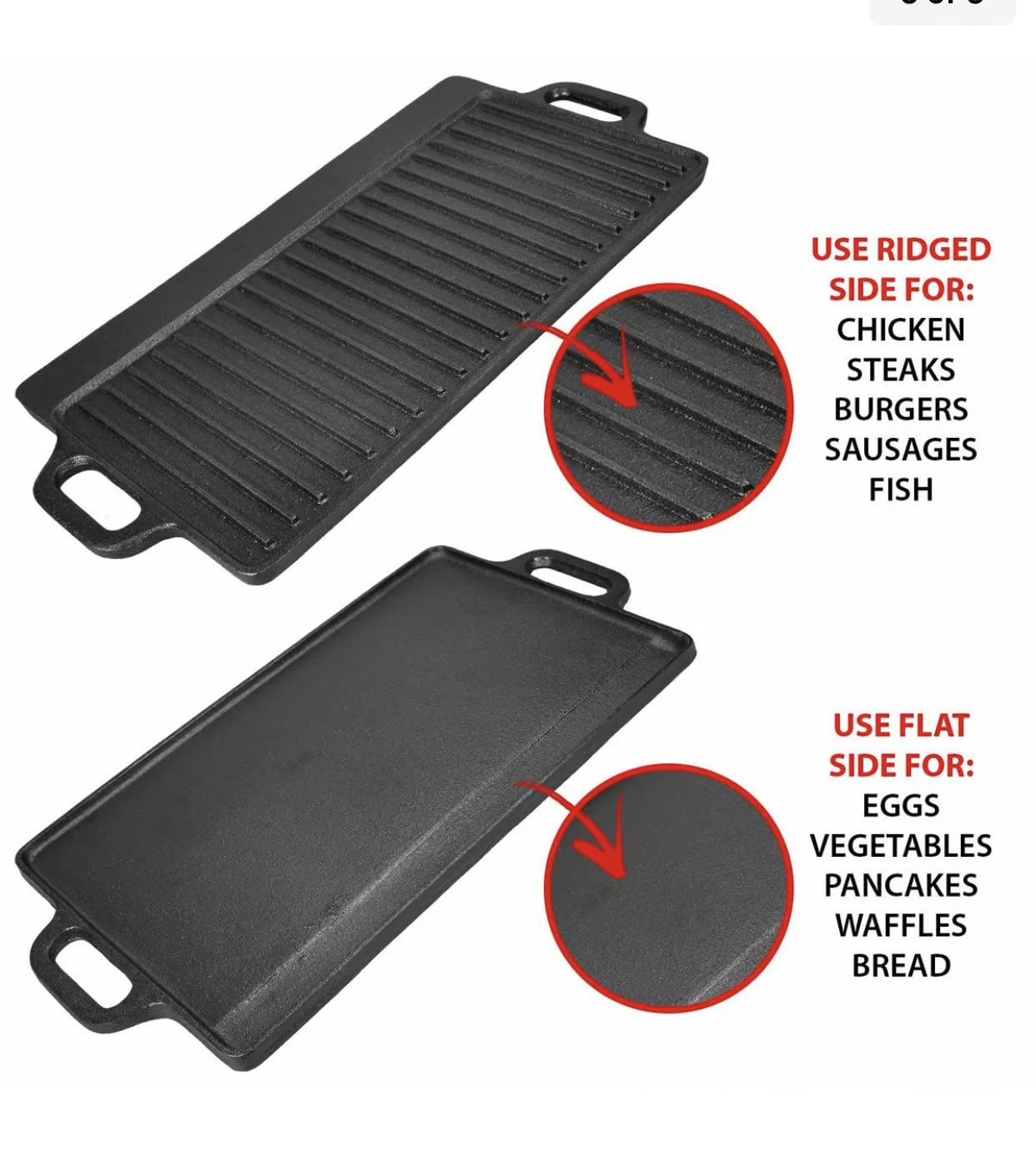 Premium Cast Iron Griddle Grill Pan - 20