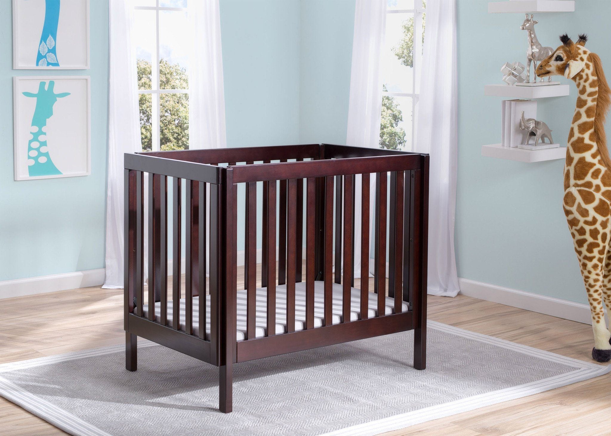 Bennington Elite Mini Crib with Mattress - Portable Baby Bed for Small Spaces | Nursery, Travel & Guest Room Use