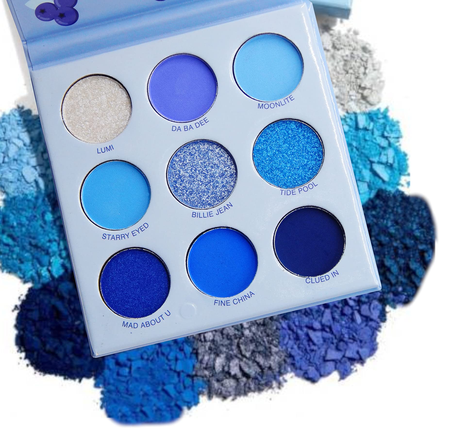 Blueberry Pressed Pigment Eyeshadow Palette - Matte & Shimmer Blue Eyeshadow Set | Travel-Friendly Makeup Palette for Everyday & Party Looks | S.F.R. COLOR Professional Eyeshadow Kit
