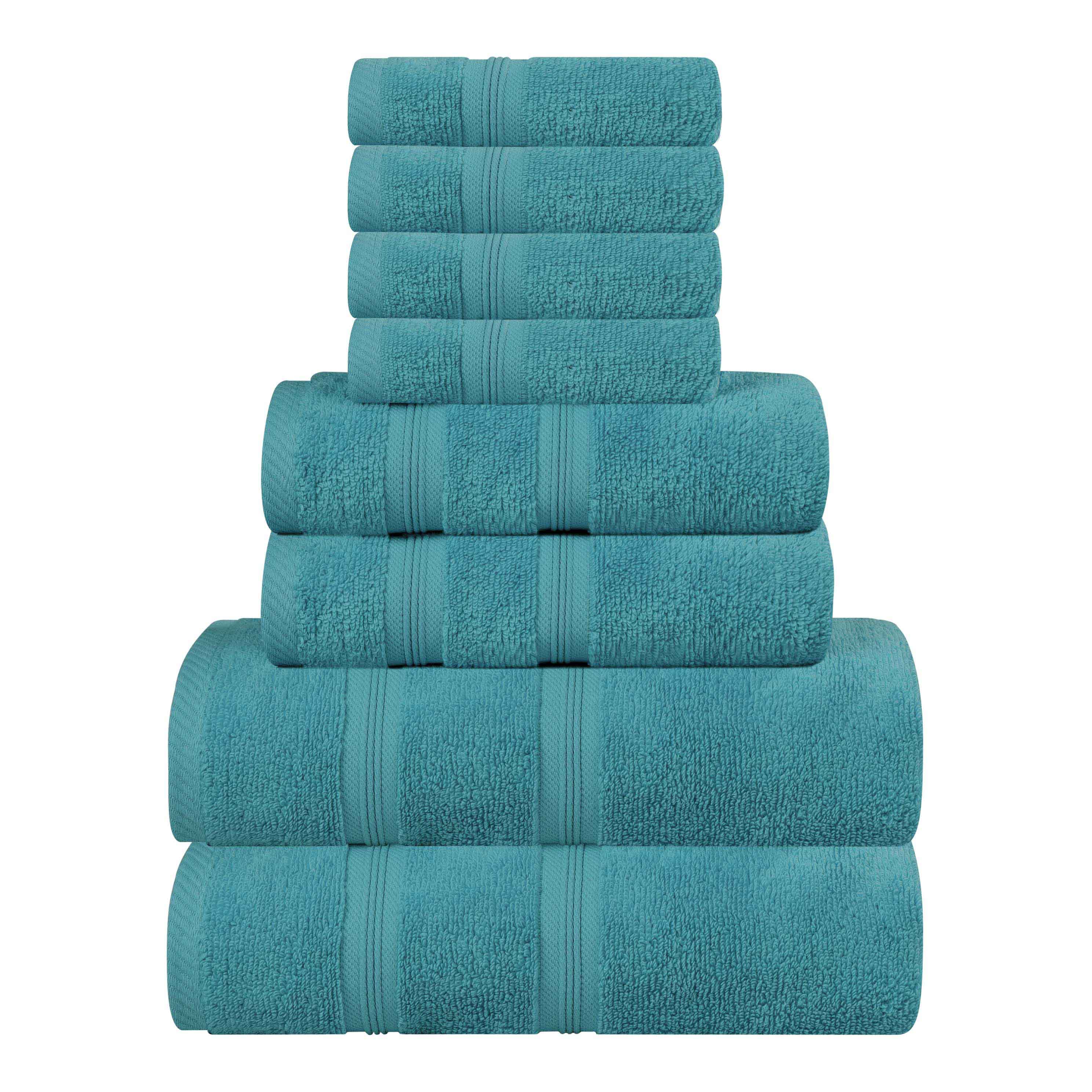 Smart Dry Zero Twist Cotton 8-Piece Towel Set - Ultra Soft & Absorbent Bath Towels for Spa, Gym & Luxury Home Use
