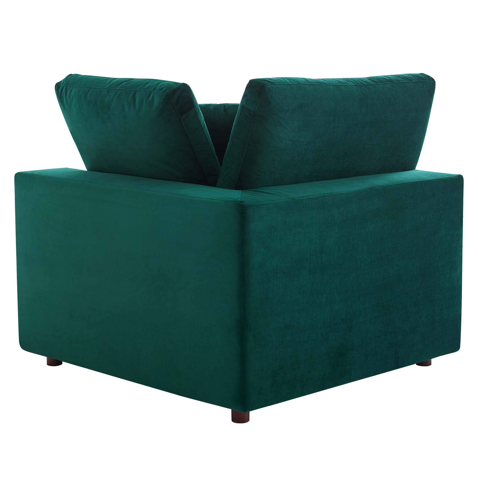 Modway Commix Down-Filled Overstuffed Performance Velvet Sectional Sofa Corner Chair - Luxurious Comfort for Living Room, Lounge & Home Theater