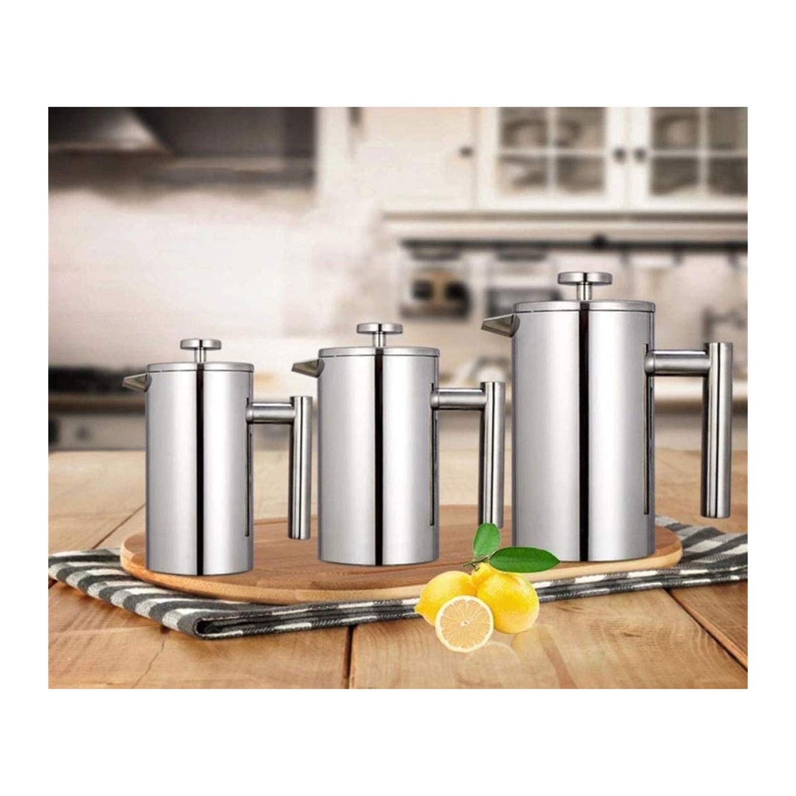 Premium Stainless Steel French Press Coffee Maker - 1000ML Double Wall Insulated Design with 3-Stage Filtration | Perfect for Home, Office & Camping | Dishwasher Safe & Durable 304 Grade (Silver)
