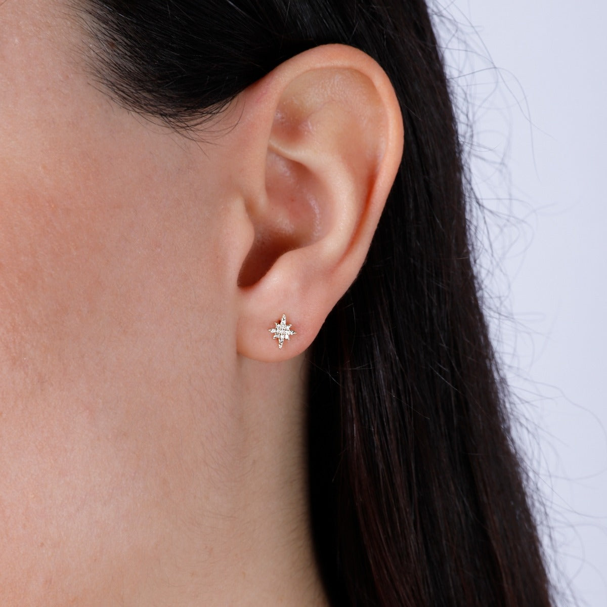 14K Yellow Gold Diamond Starburst Petite Stud Earrings for Women - Elegant Everyday & Special Occasion Jewelry Gift