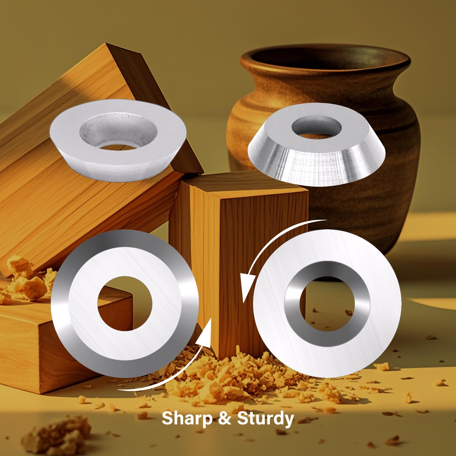12mm Round Carbide Inserts Cutters Blades - 12x2.5mm 30° Indexable Wood Lathe Tools for Woodworking, Turning, Hollowing & Finishing (10-Piece Set) - Perfect for DIY Projects, Furniture Making & Craftsmanship