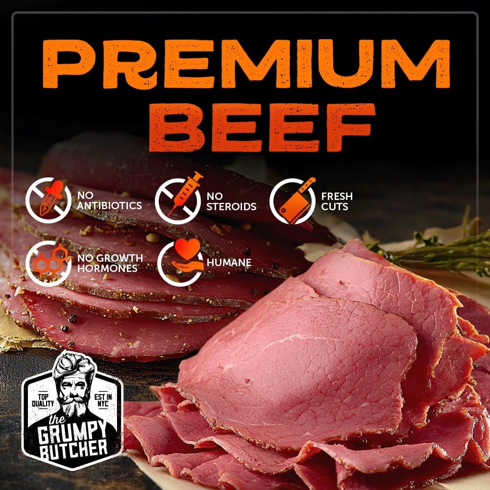 Premium Grumpy Butcher Holiday Gift Box - 12 Mini Beef Wellingtons, 20 Artisan Meatballs, 1 Pastrami & 1 Corned Beef - Gourmet Meat Gift Basket for Christmas, Birthday & Special Occasions - Perfect for Food Lovers, Corporate Gifts & Family Celebrations