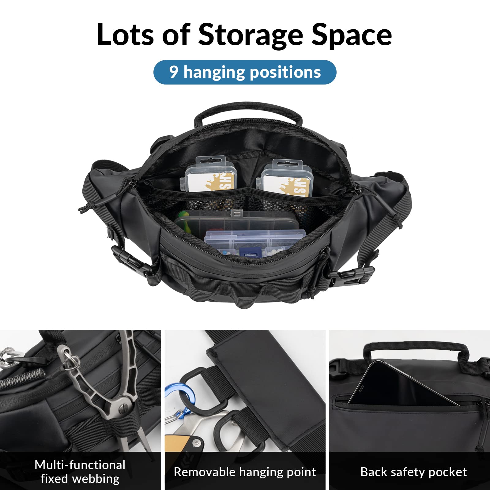 THKFISH Waterproof Fishing Tackle Waist Bag for Men & Women - Portable Outdoor Sling Pack for Fly Fishing, Hiking & Camping Gear Storage