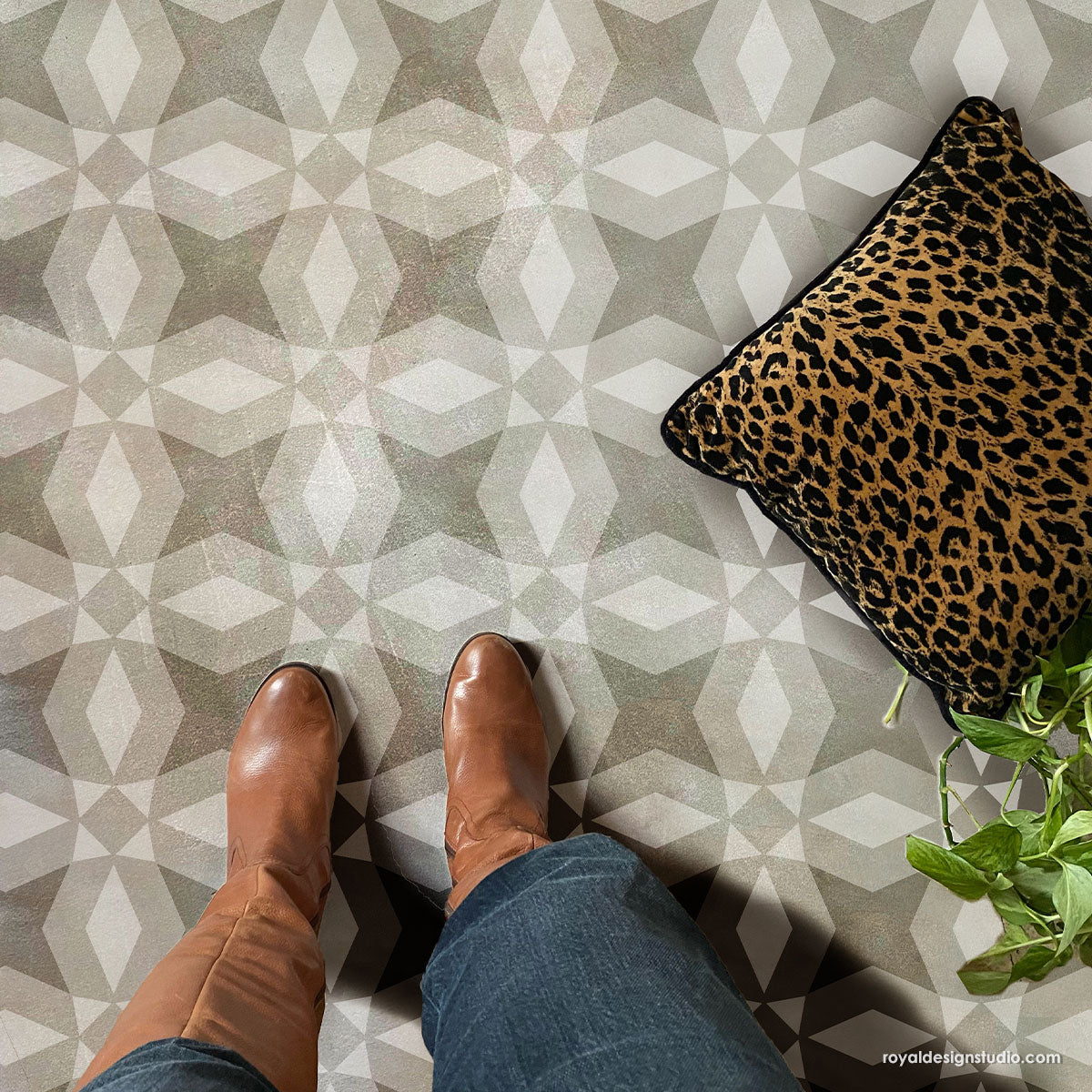 Sultana Tile Allover Stencil - Reusable DIY Wall & Floor Stencil for Moroccan-Inspired Home Decor, Bathroom, Kitchen Backsplash, and Craft Projects