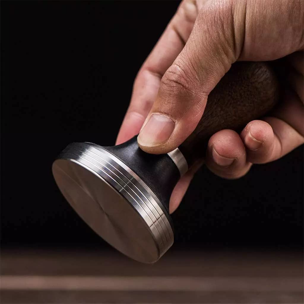 Premium 58mm Stainless Steel Espresso Coffee Tamper with Ergonomic Wooden Handle - Professional Barista Tool for Perfect Espresso Extraction at Home or Coffee Shop