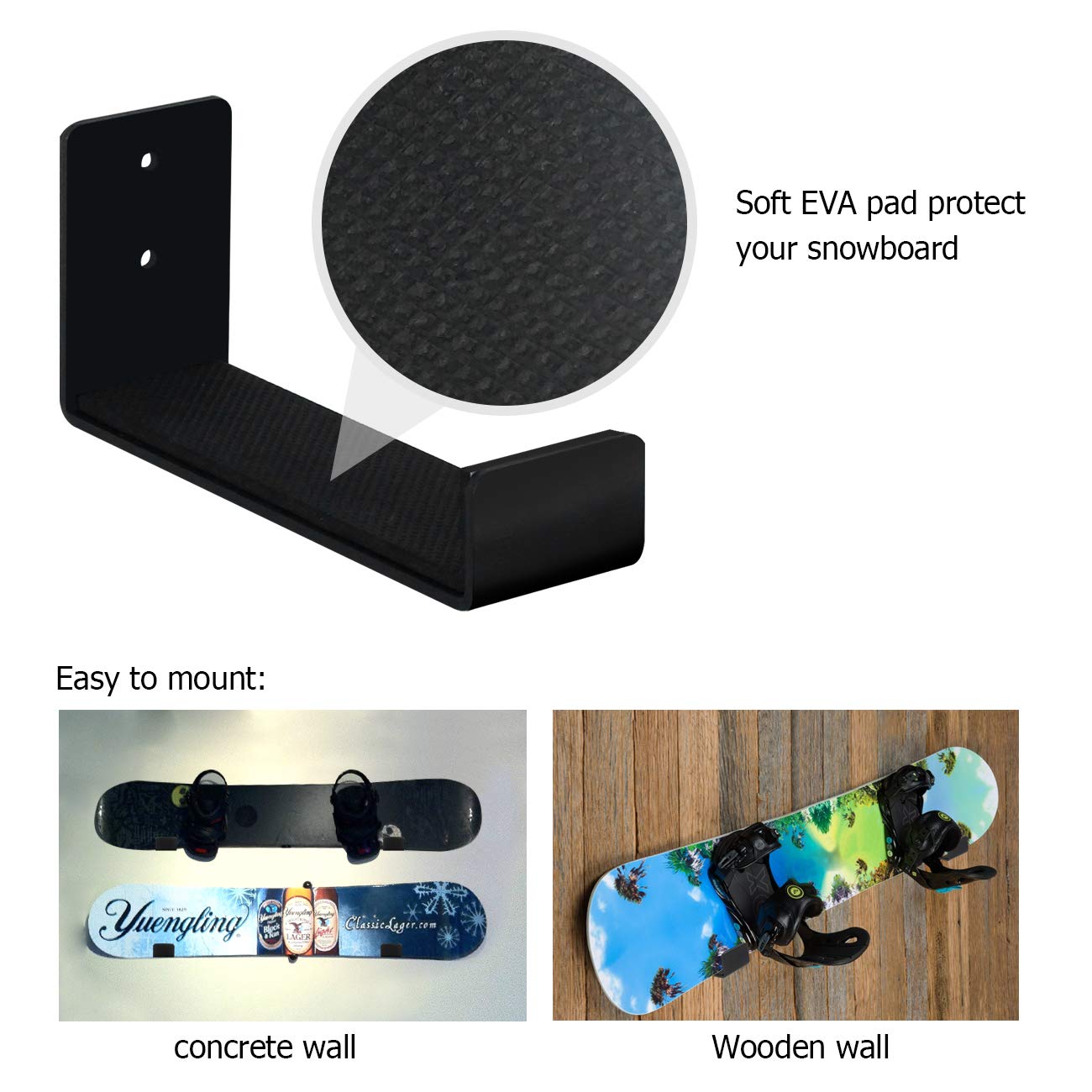 Premium Solid Aluminum Snowboard Rack & Ski Wall Mount - Heavy Duty Snowboard Storage for Home, Garage, or Shop | Perfect for Organizing Winter Sports Gear and Displaying Your Collection