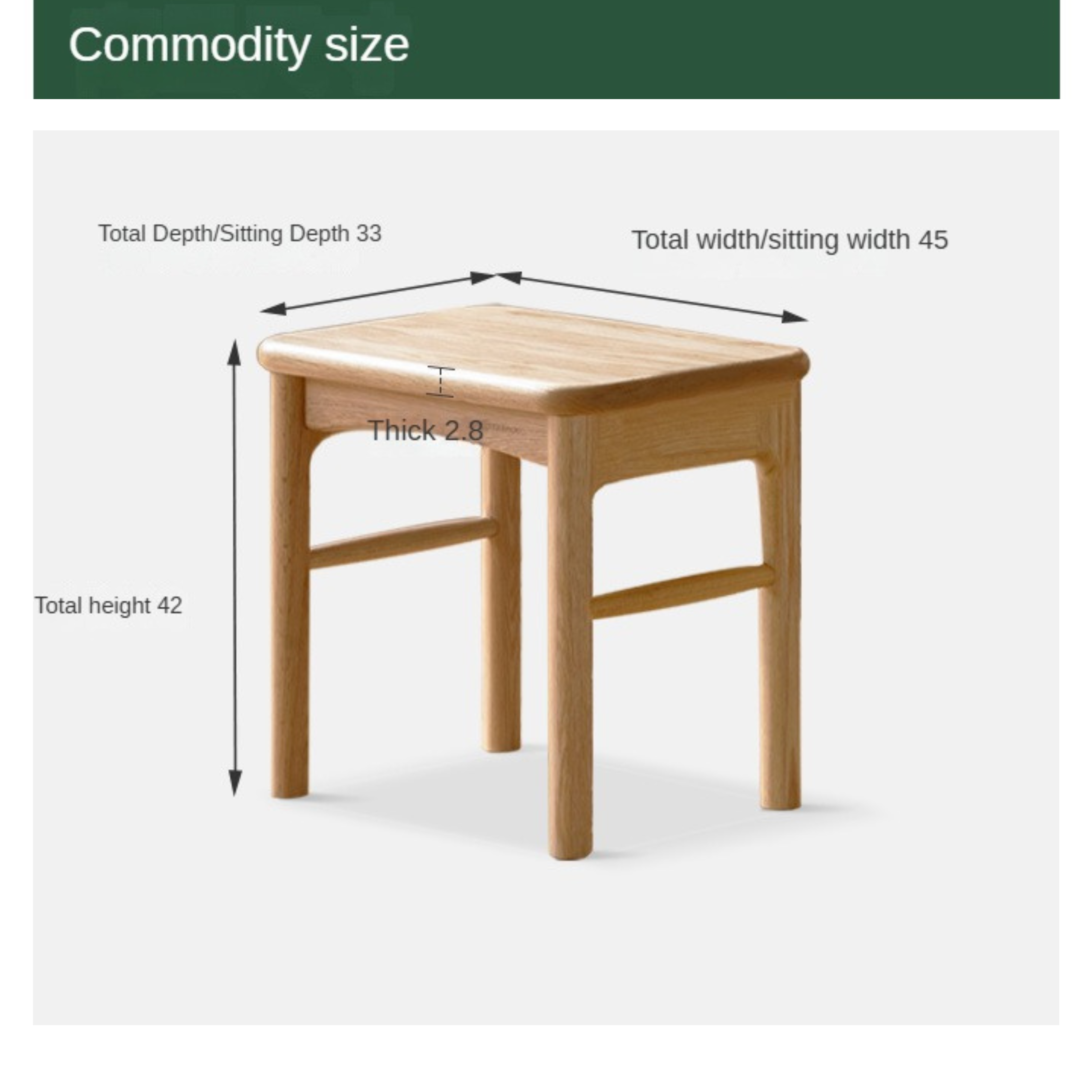 Solid Oak Wood Modern Soft Tea Stool - Comfortable & Stylish Footrest Ottoman for Living Room, Bedroom, or Tea Ceremony