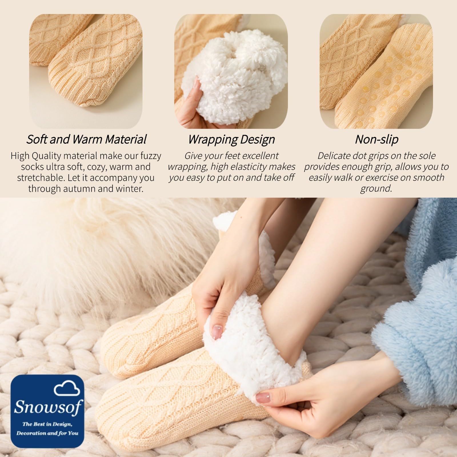 Cozy Women's Winter Thermal Socks - Thick Fuzzy Warm Socks for Cold Weather, Snow Boot Socks - Perfect for Indoor Lounging, Outdoor Hiking & Winter Travel