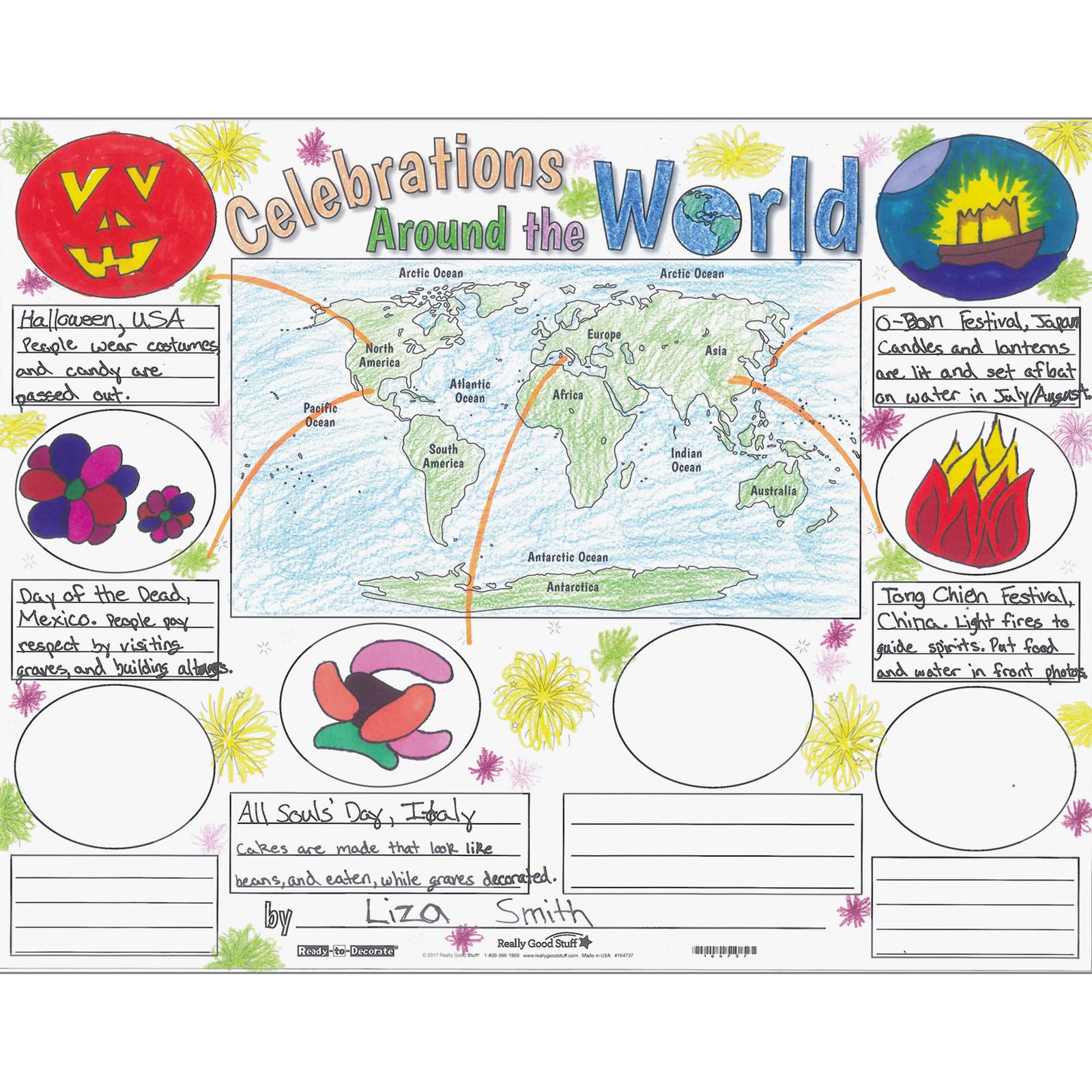 Ready-To-Decorate Celebrations Around The World Posters - Set of 24 Cultural Classroom Decorations for Multicultural Events & Geography Lessons