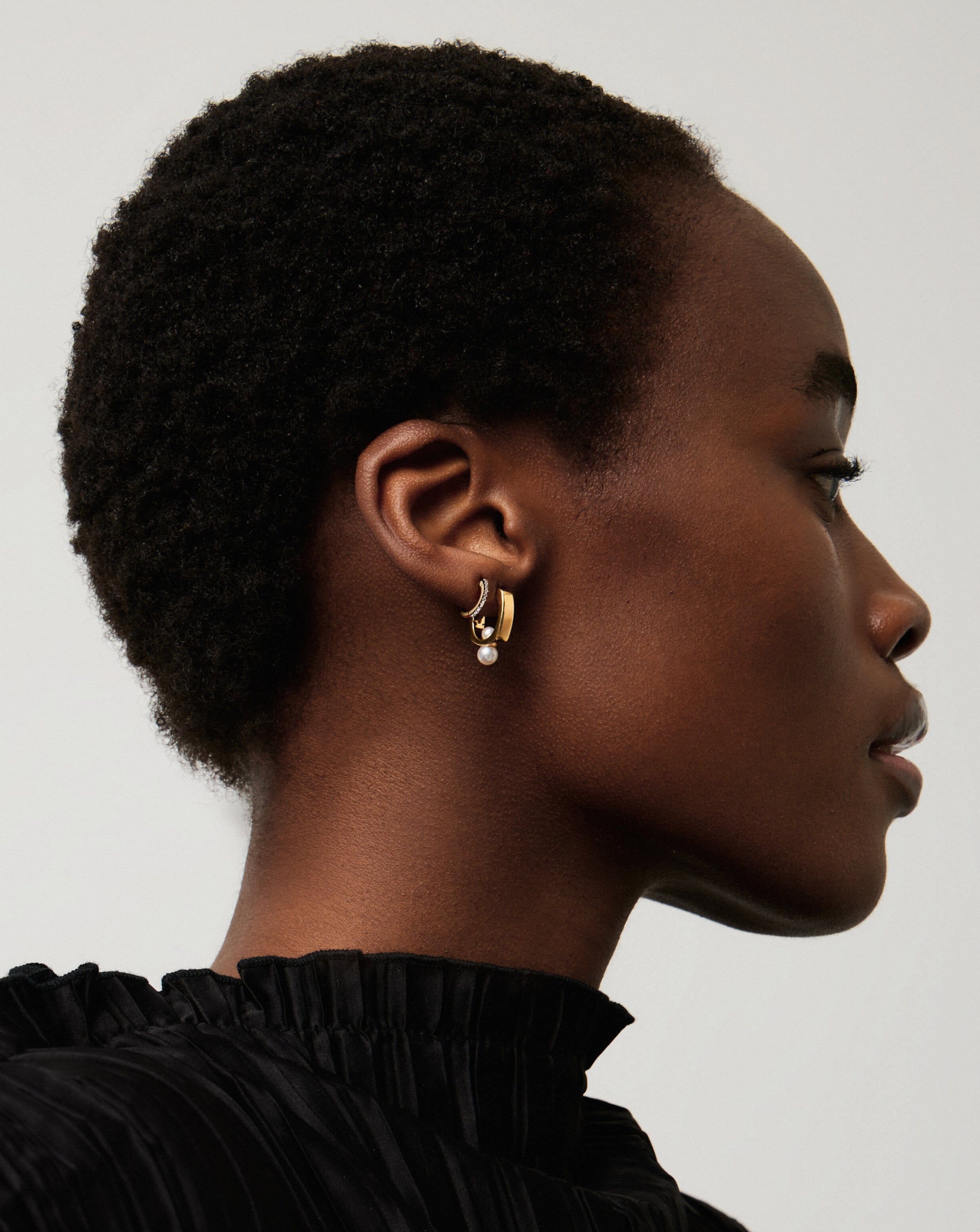 18K Gold Vermeil Pearl & Cubic Zirconia Small Hoop Earrings Set - Elegant Square & Pave Design for Women, Perfect for Wedding, Party & Everyday Wear