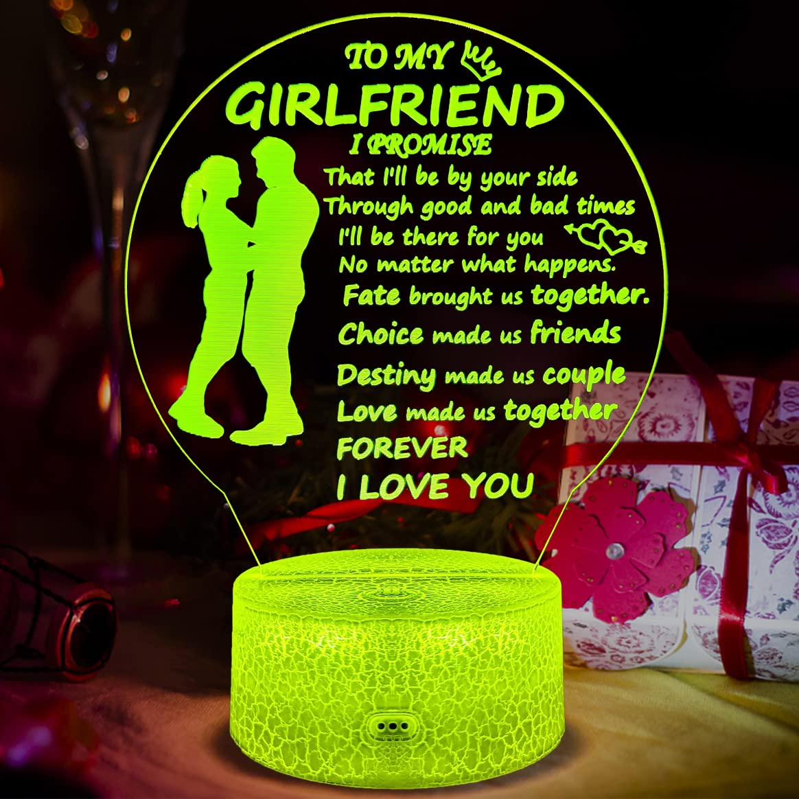 Romantic LED Night Light for Girlfriend - Valentine's Day, Anniversary, Birthday & Christmas Gift - Cute Bedside Lamp for Engagement, Wedding & Home Decor - Perfect for Bedrooms, Nurseries & Romantic Surprises