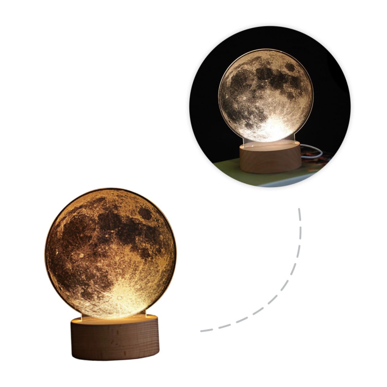 Veemoon Moon Night Light - LED Touch Desk Lamp with USB Cable, Energy Efficient & Eye-Caring for Bedroom, Living Room, Nursery - Perfect for Reading, Relaxation & Nighttime Ambiance