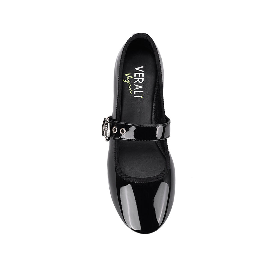 Banks Buckled Mary Jane Flats - Black Patent Leather Shoes for Women | Comfortable & Stylish for Work, Office, and Casual Outfits