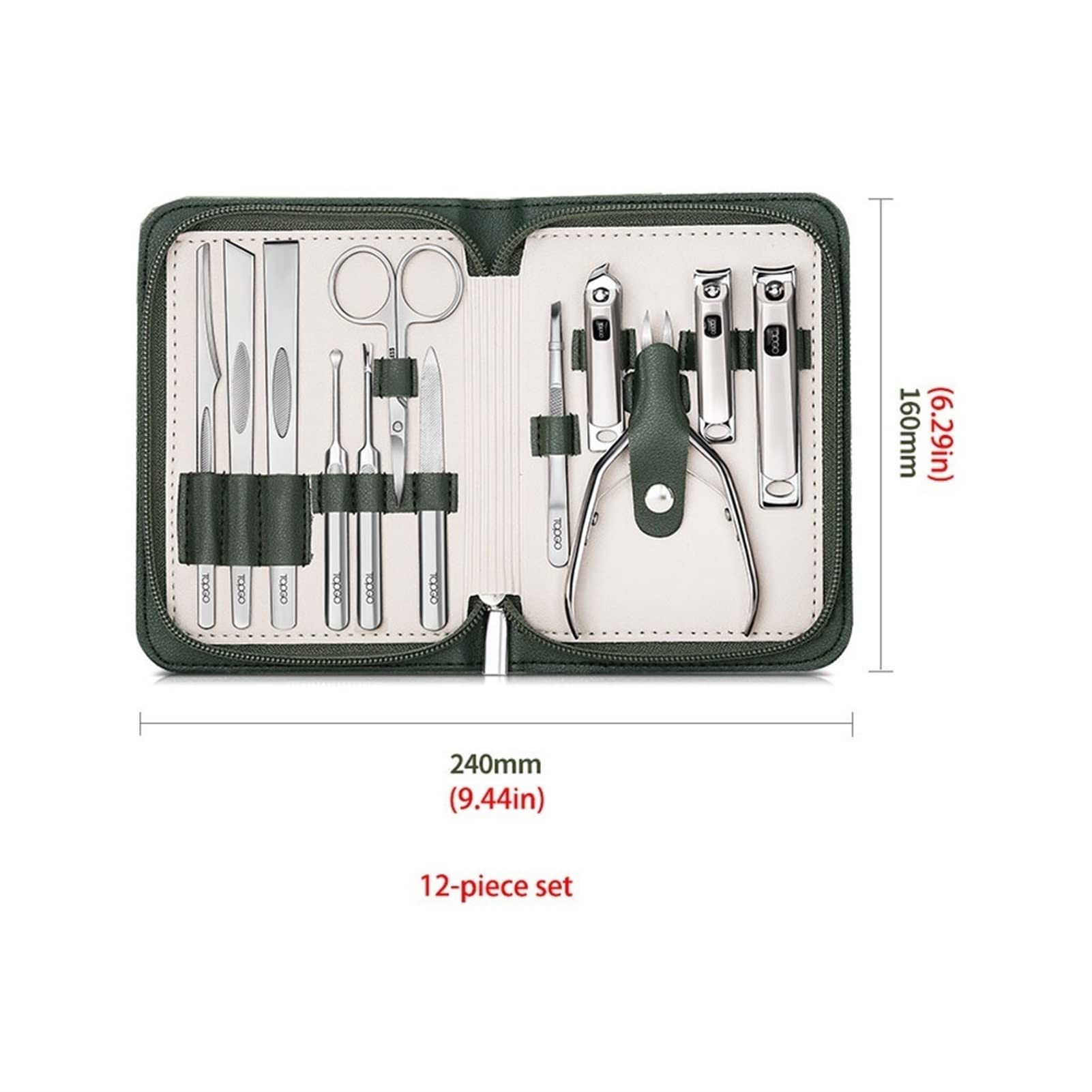 12-Piece Professional Nail Care Kit - Manicure & Pedicure Set with Nail Clippers for Home, Salon & Travel | Personal Grooming & Beauty Essentials (Color A)