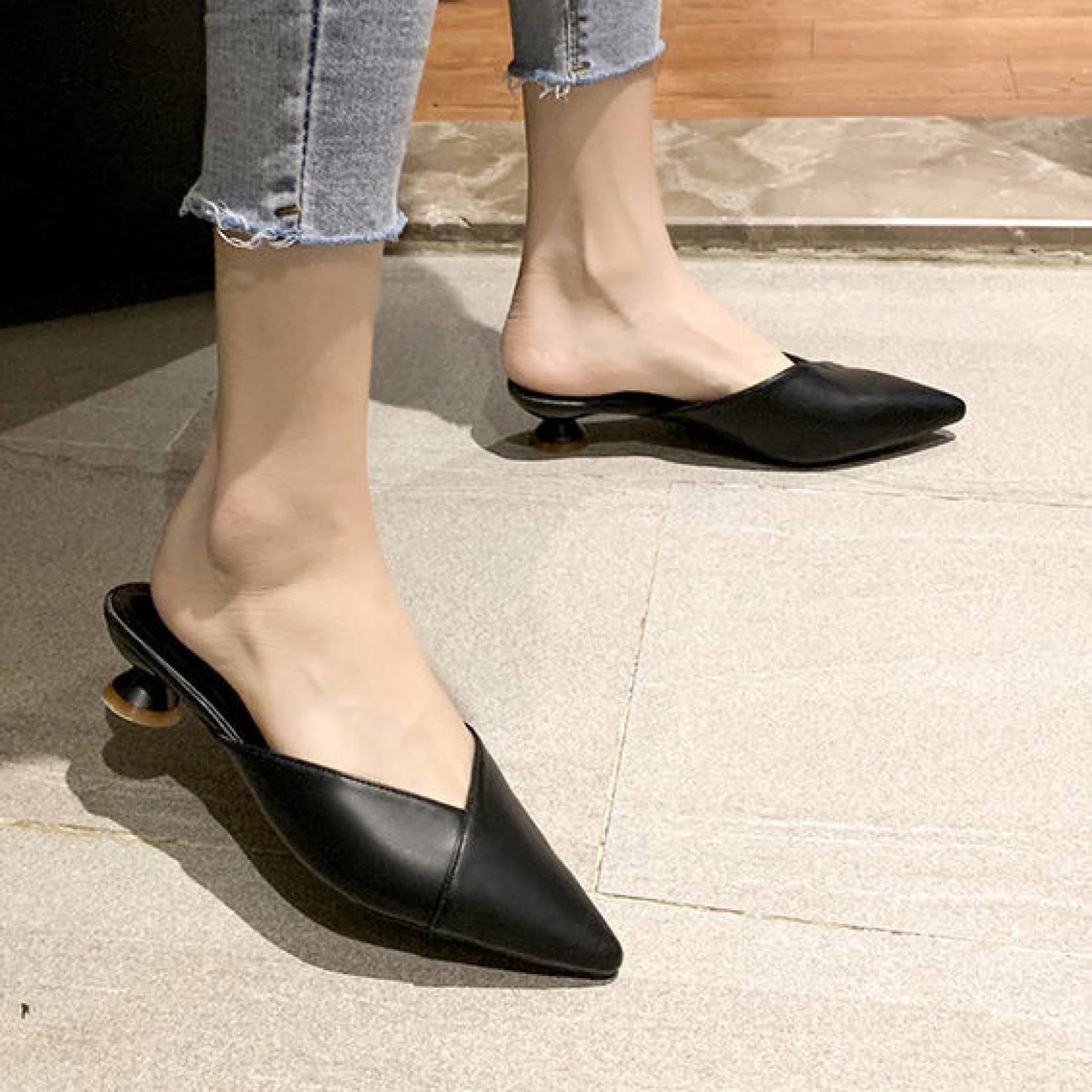 Women's Slip-On Mule Loafers - Trendy Pointed Toe Comfort Shoes with Low Heel for Casual Wear, Office & Outings | All-Match Womens Clogs & Mules