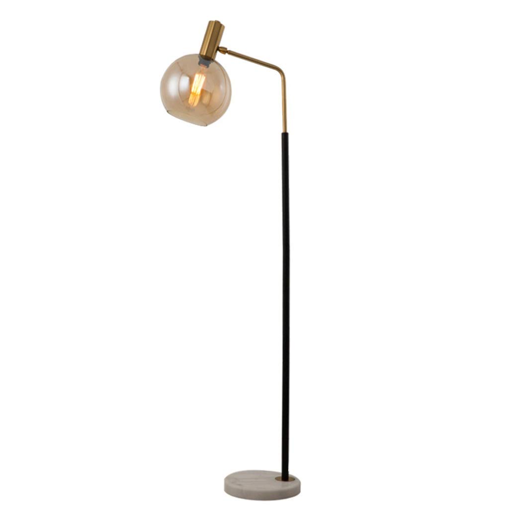 WNY Adjustable LED Floor Lamp with Wrought Iron Body & Glass Shade - Amber Lighting for Living Room, Bedroom, Study | Perfect for Reading & Ambient Lighting
