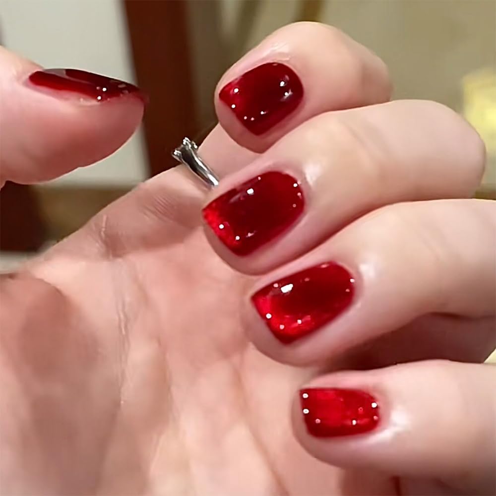 Rubby Red Cat Eye Magnetic Gel Polish - Long Lasting Nail Polish for Salon Quality Manicures at Home | Perfect for Parties, Weddings & Special Occasions