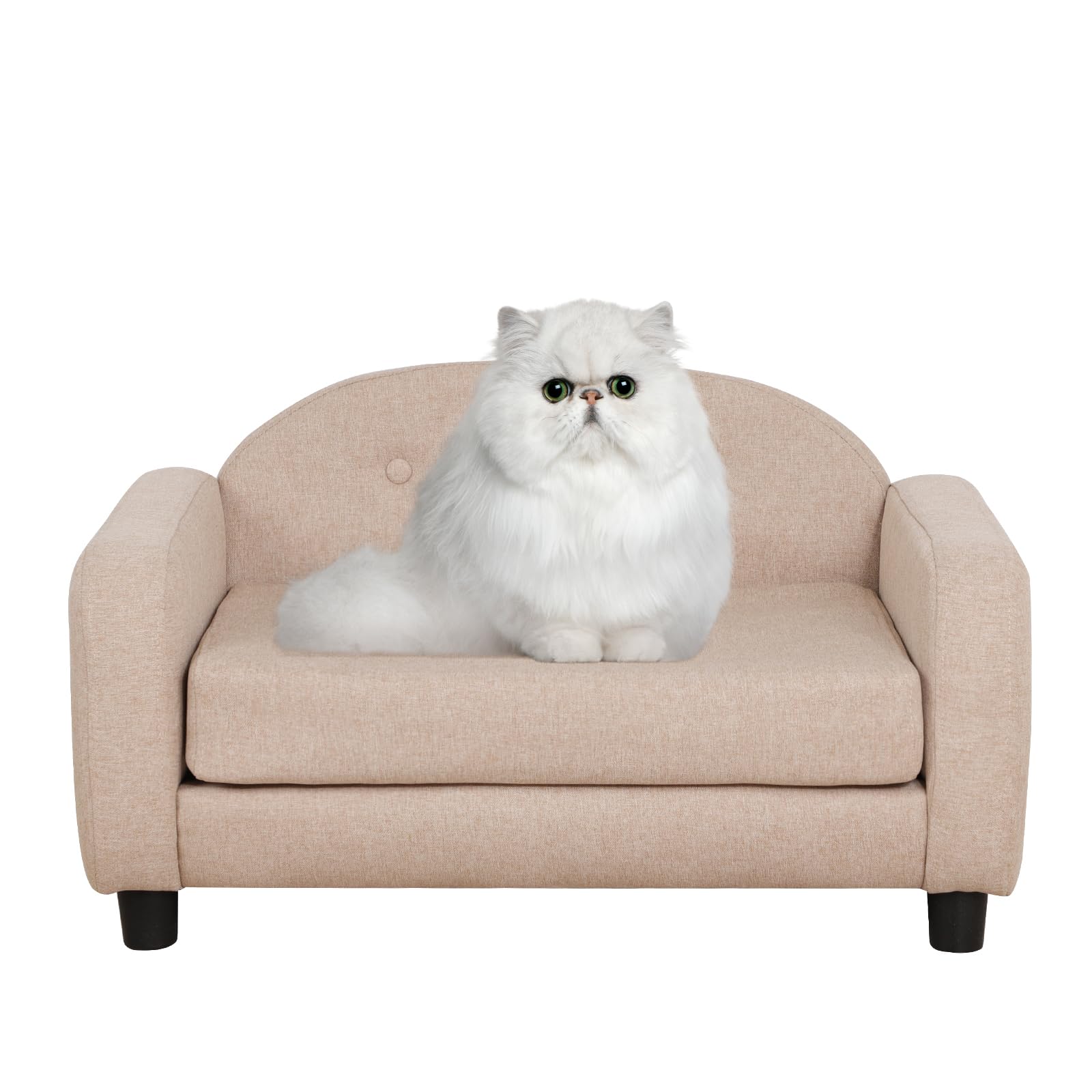 Premium Modern Pet Sofa Bed for Dogs & Cats - Washable Linen Cover Puppy Couch, Mini Pet Bed for Small Breeds (Beige) | Cozy Sleeping Spot for Living Room, Bedroom & Pet Nursery